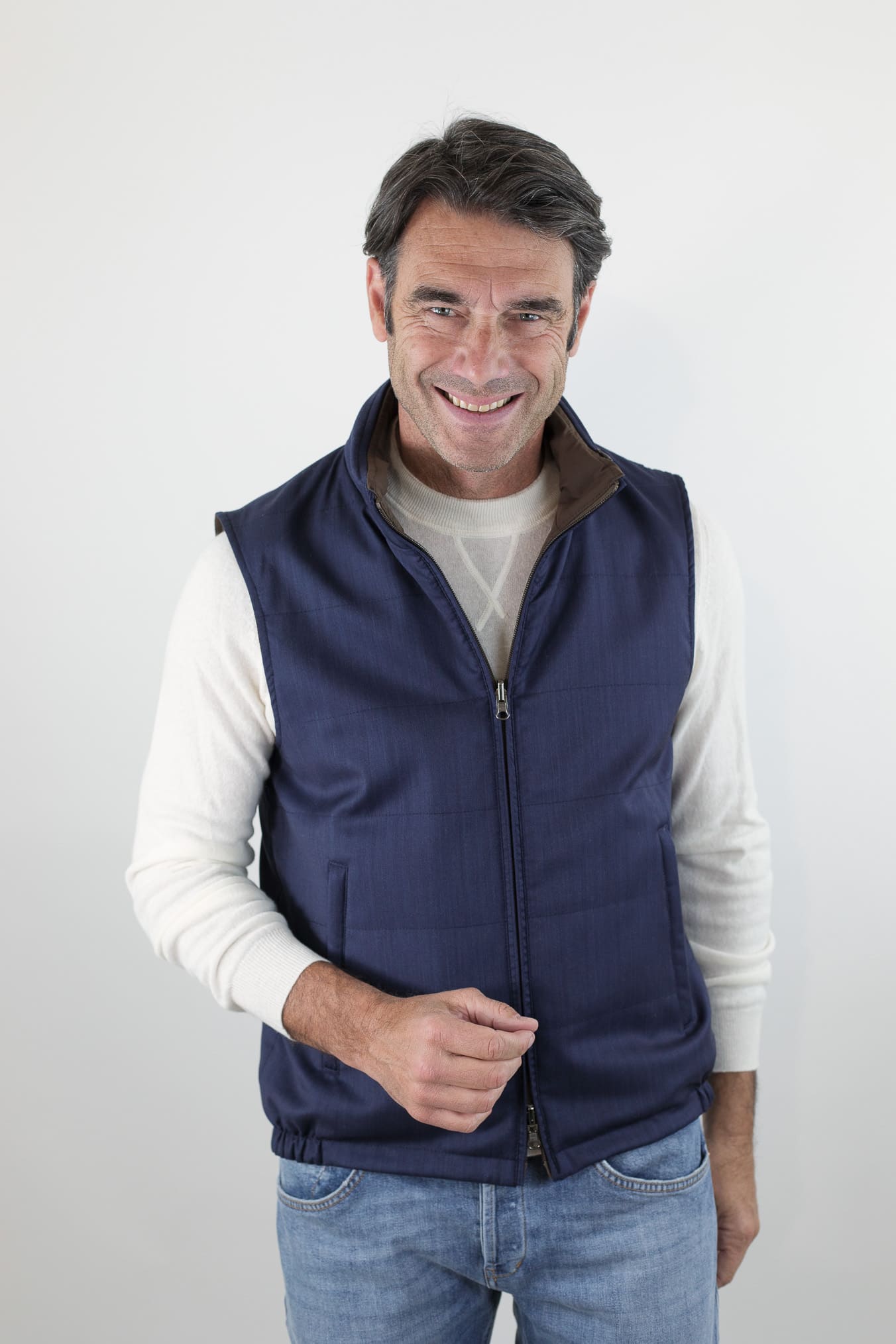 GUARINO Gilet Reversibile Vitale Barberis Blu e Testa di Moro