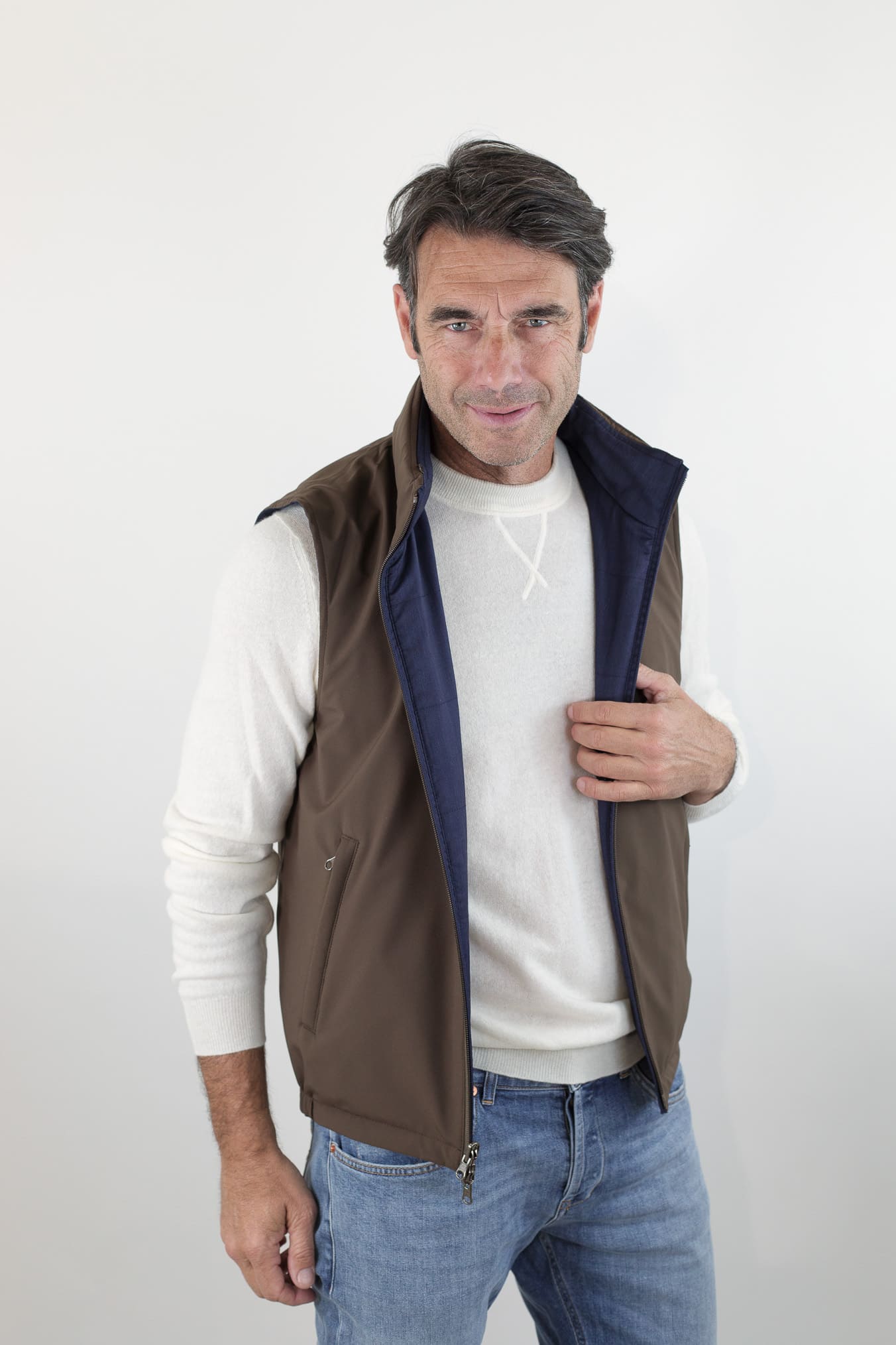 GUARINO Gilet Reversibile Vitale Barberis Blu e Testa di Moro