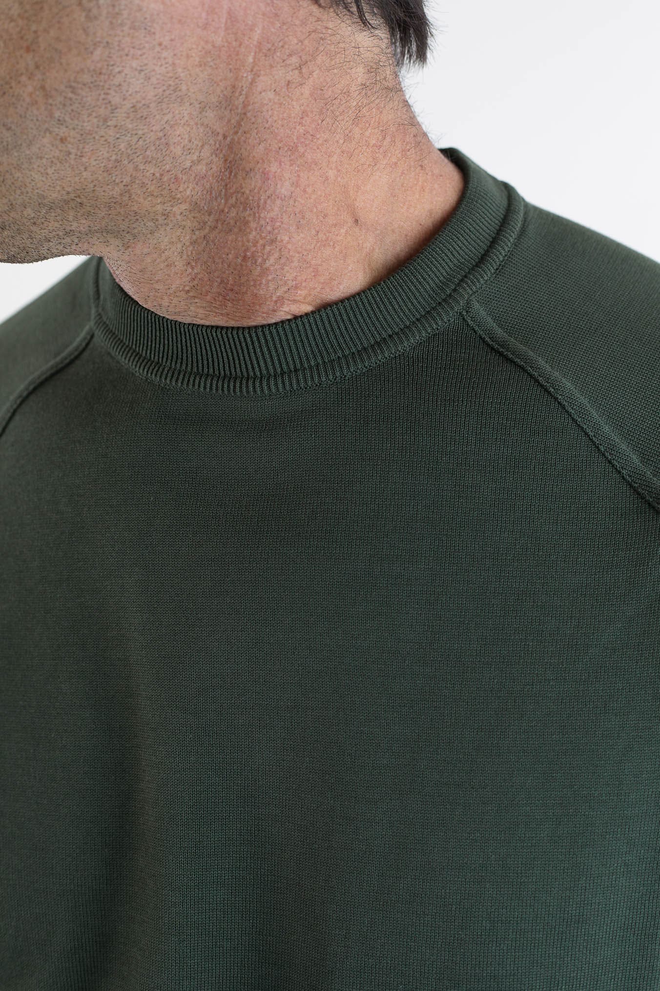 GUARINO Girocollo Raglan Maniche Lunghe Cotone Verde