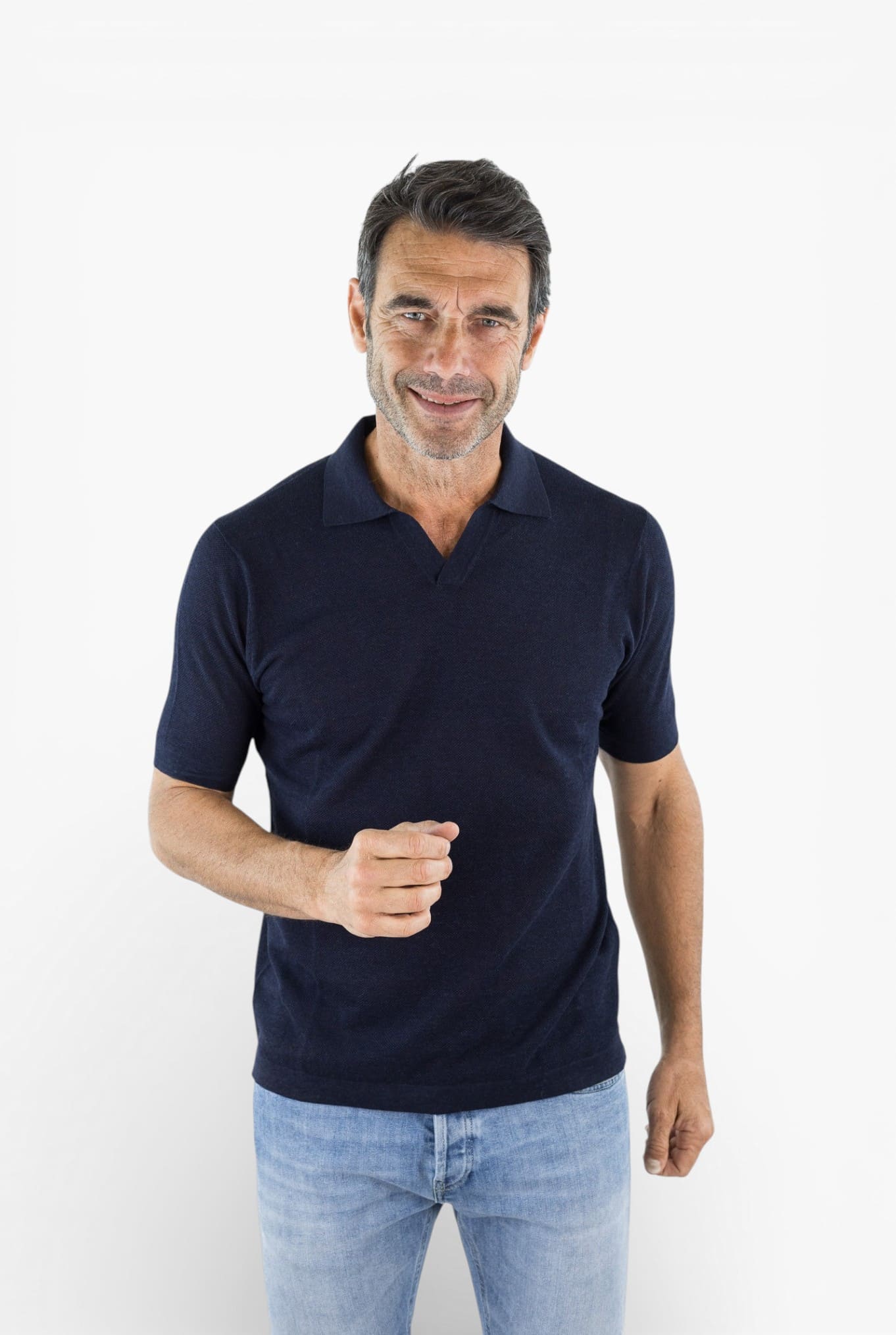 GUARINO Polo Skipper Piquet Seta Lino Blu