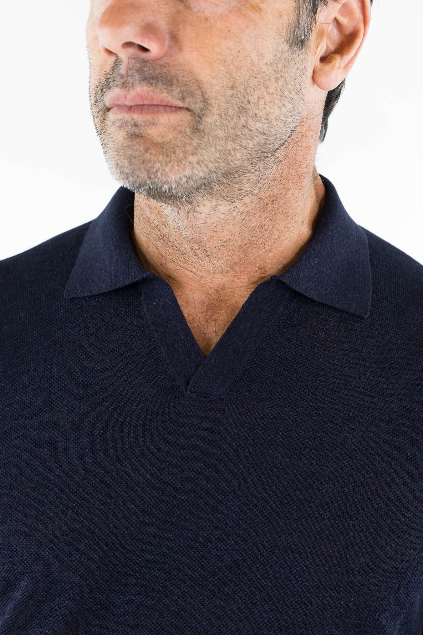GUARINO Polo Skipper Piquet Seta Lino Blu