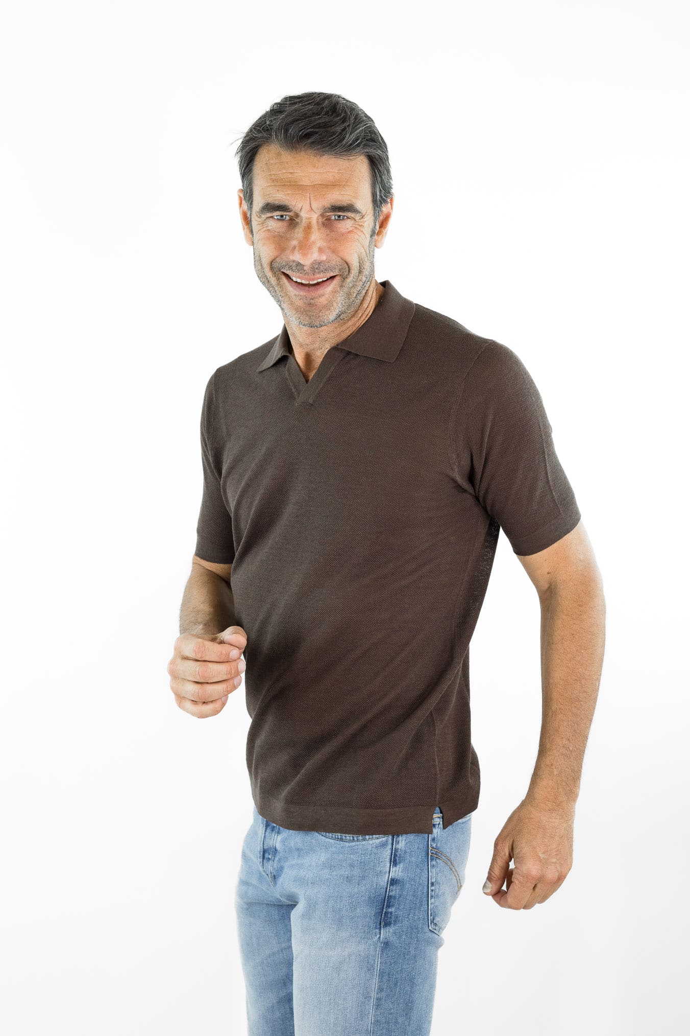 GUARINO Polo Skipper Piquet Seta Lino Moro