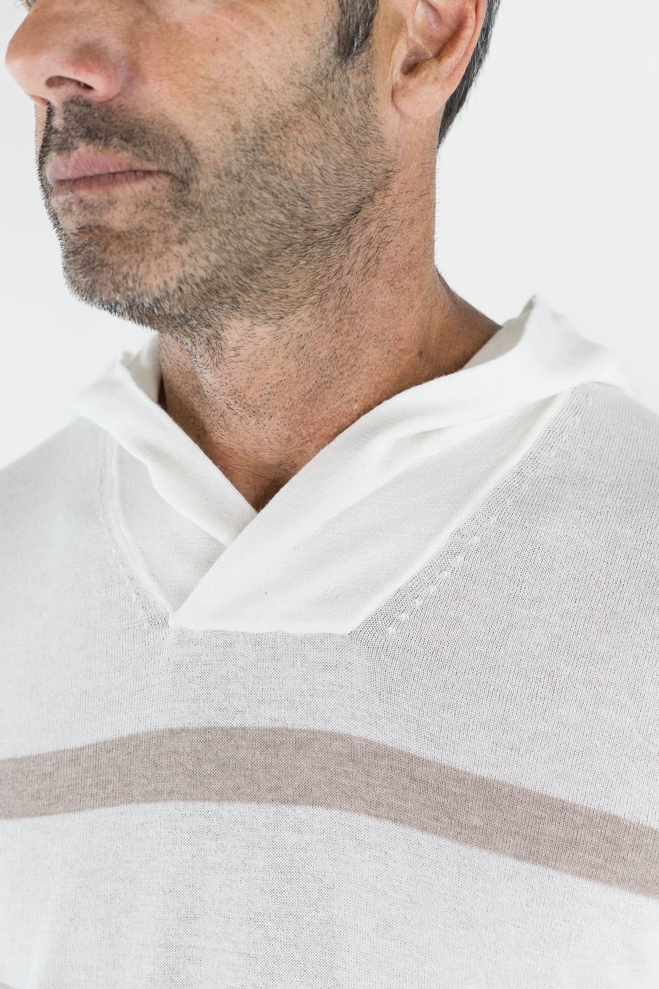 GUARINO Felpa Cappuccio Cotone Cashmere Bianco/Beige