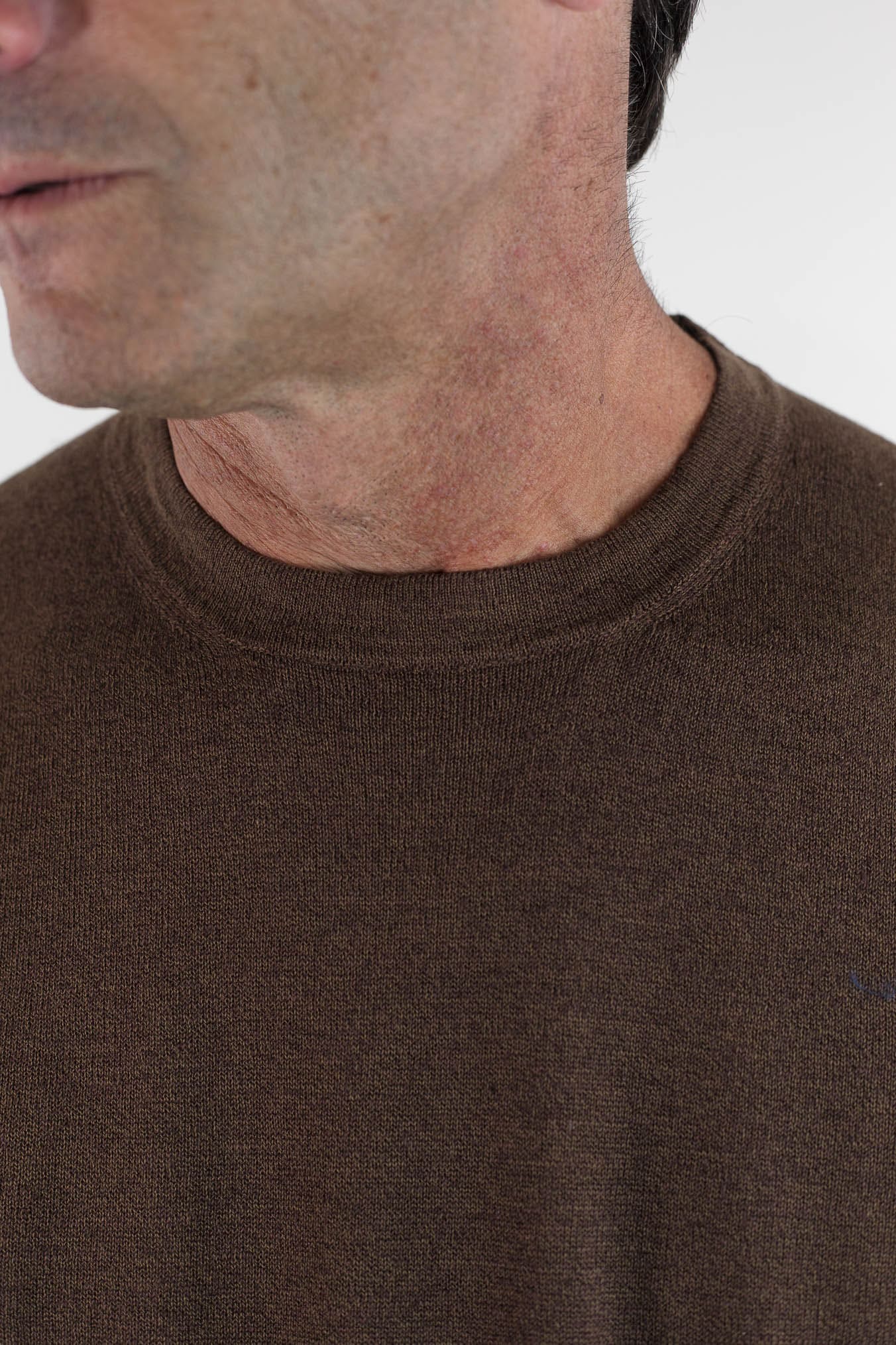 GUARINO T-Shirt Sartoriale Lino Cotone Marrone