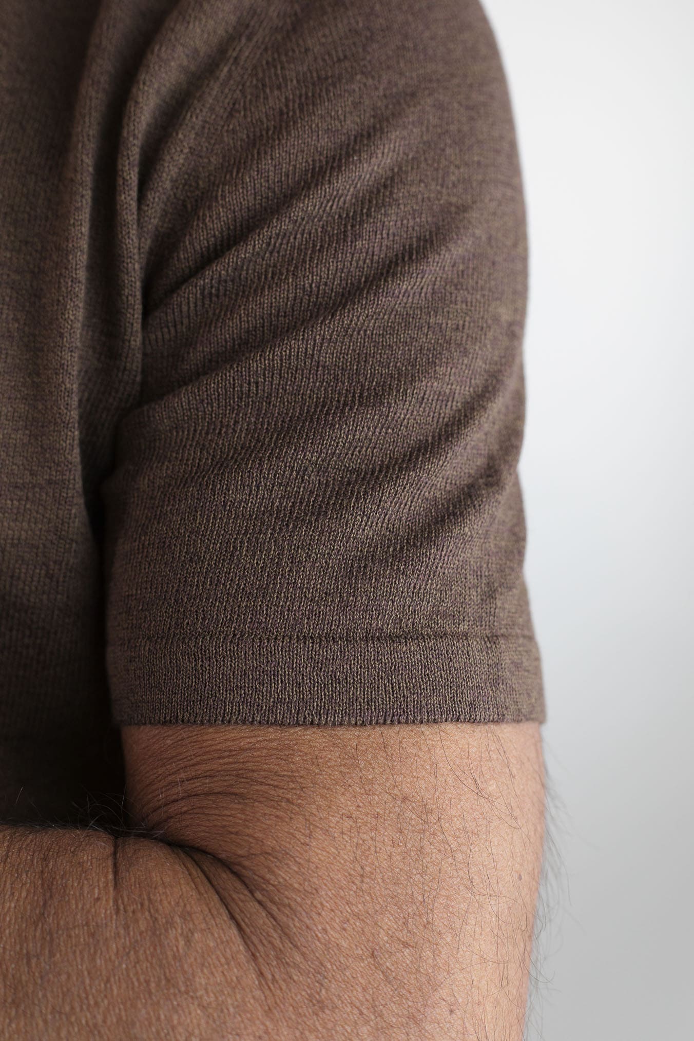 GUARINO T-Shirt Sartoriale Lino Cotone Marrone