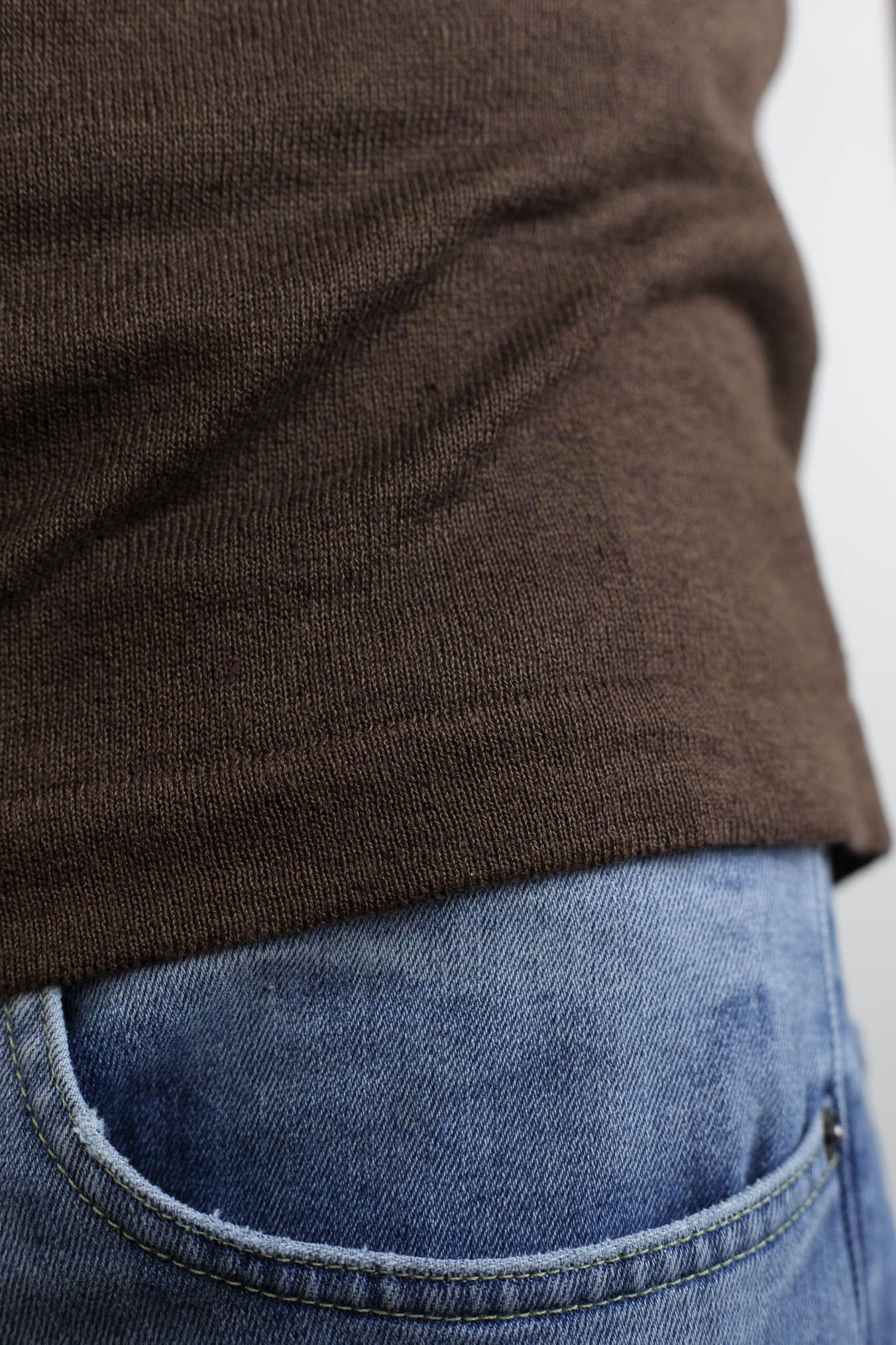 GUARINO T-Shirt Sartoriale Lino Cotone Marrone