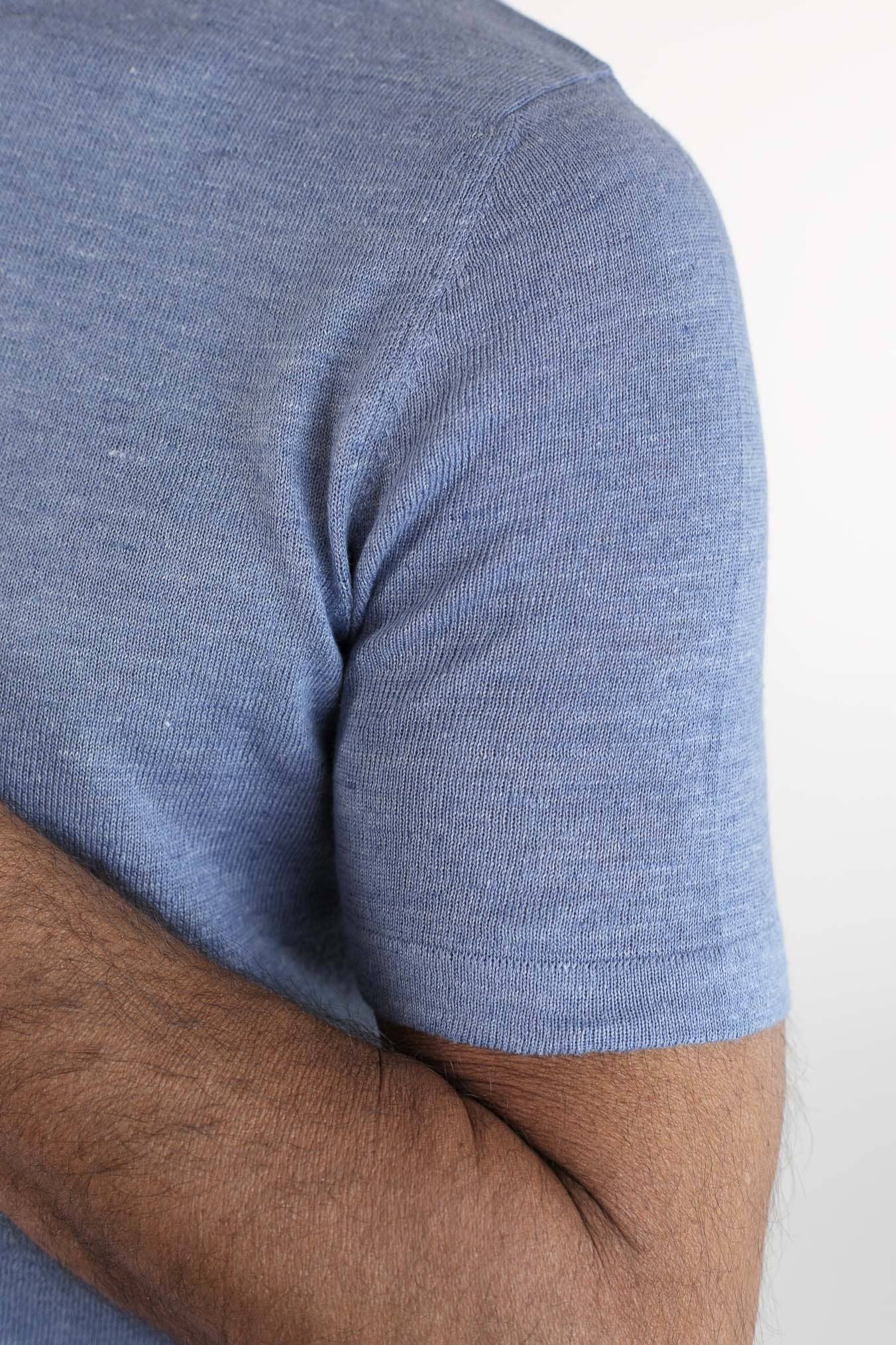 GUARINO T-Shirt Sartoriale Lino Cotone Azzurro