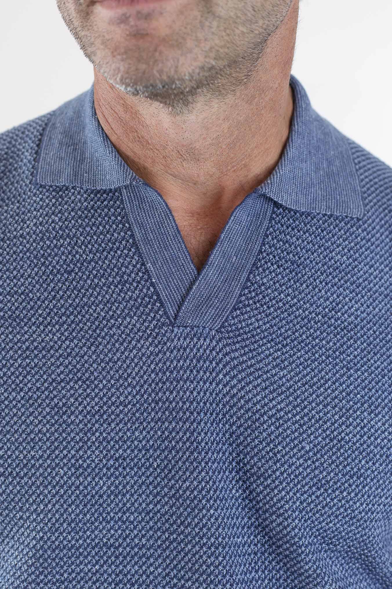 GUARINO Polo Testurizzata Maniche Corte Lino Cotone