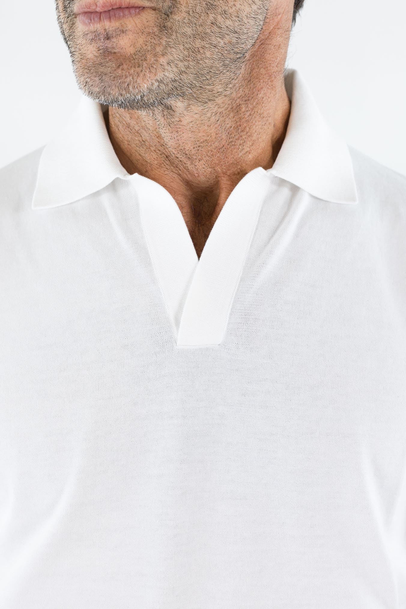 GUARINO Polo Skipper Cotone Crêpe Bianco