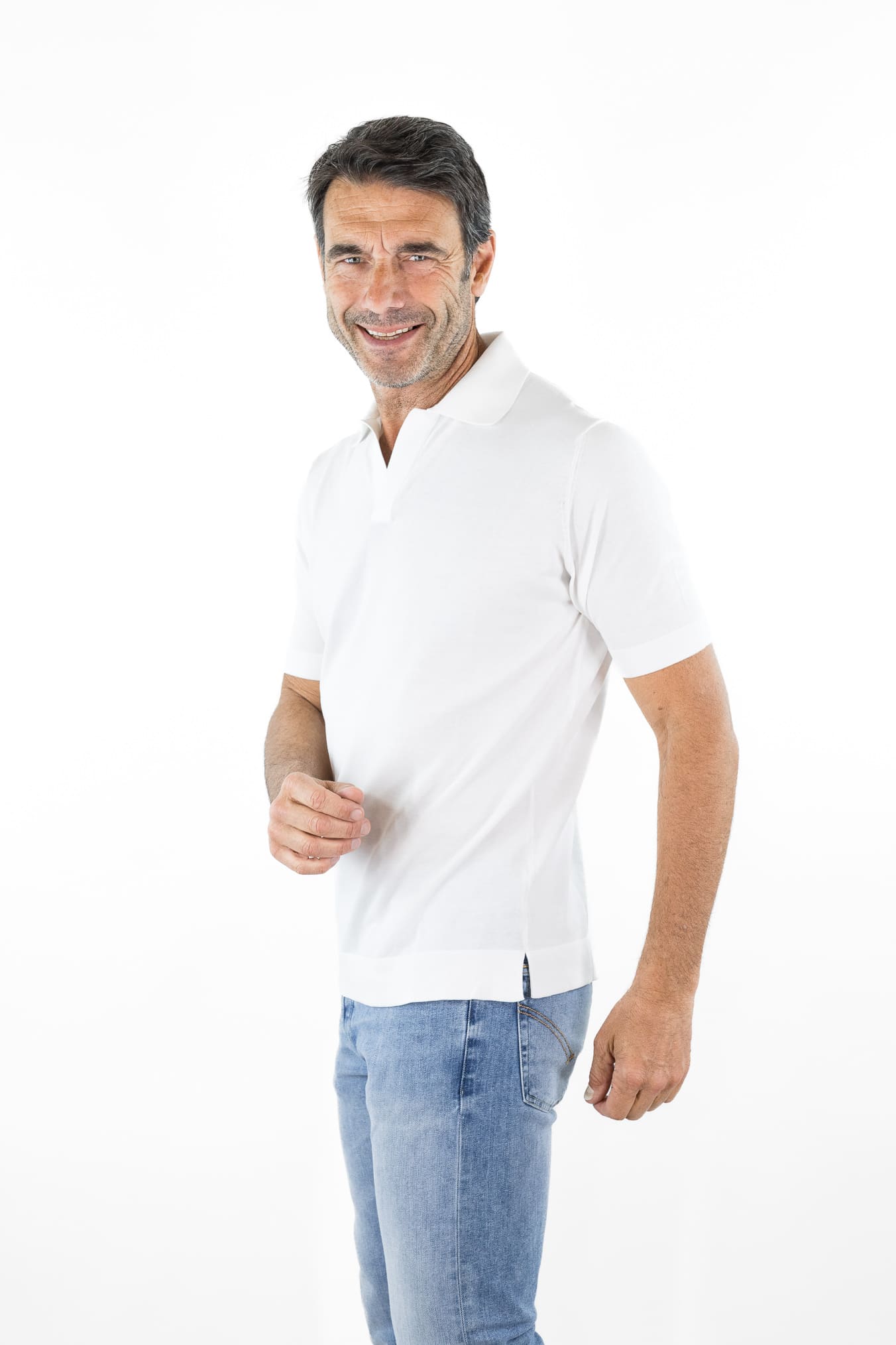 GUARINO Polo Skipper Cotone Crêpe Bianco