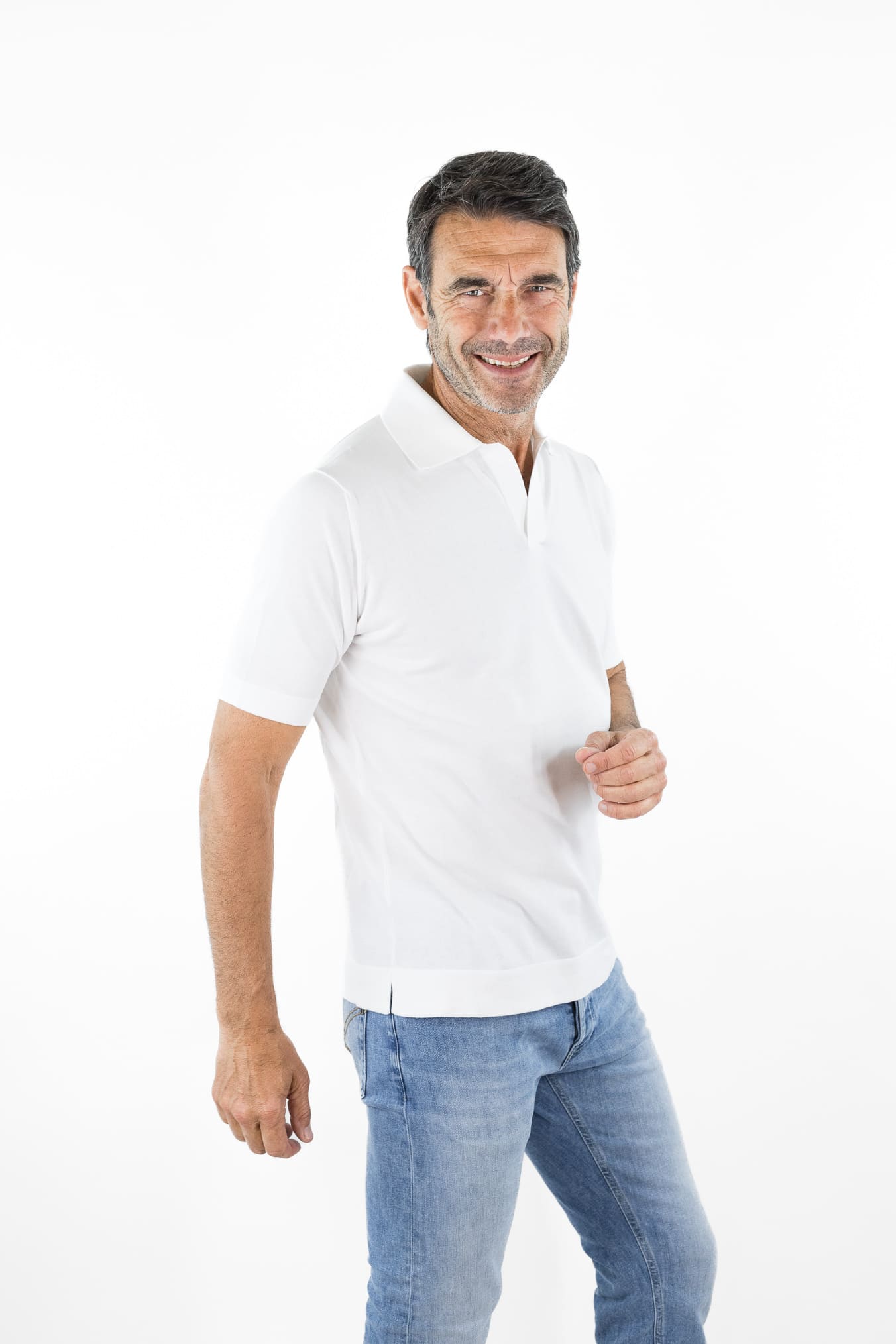 GUARINO Polo Skipper Cotone Crêpe Bianco