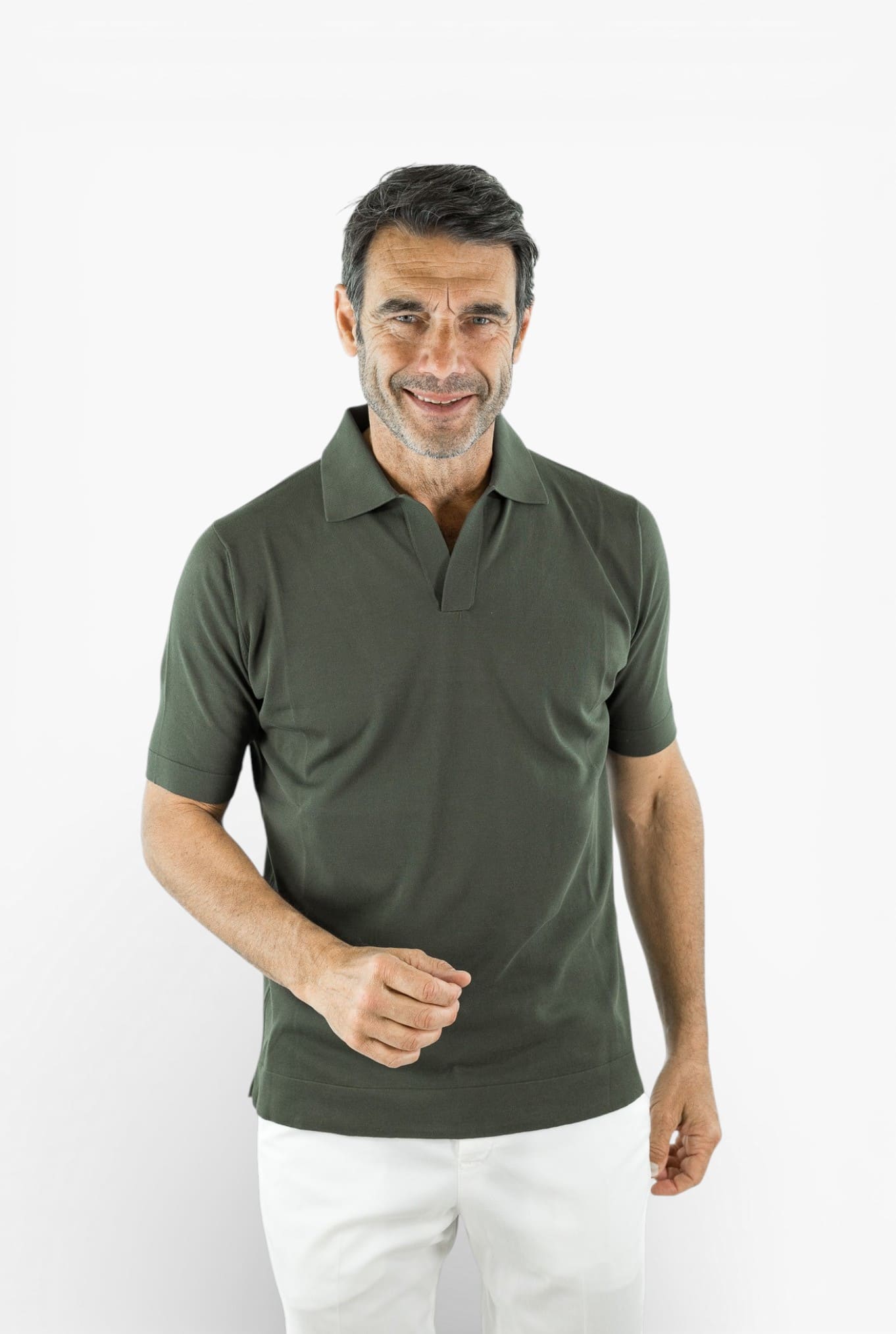 GUARINO Polo Skipper Cotone Crêpe Verde