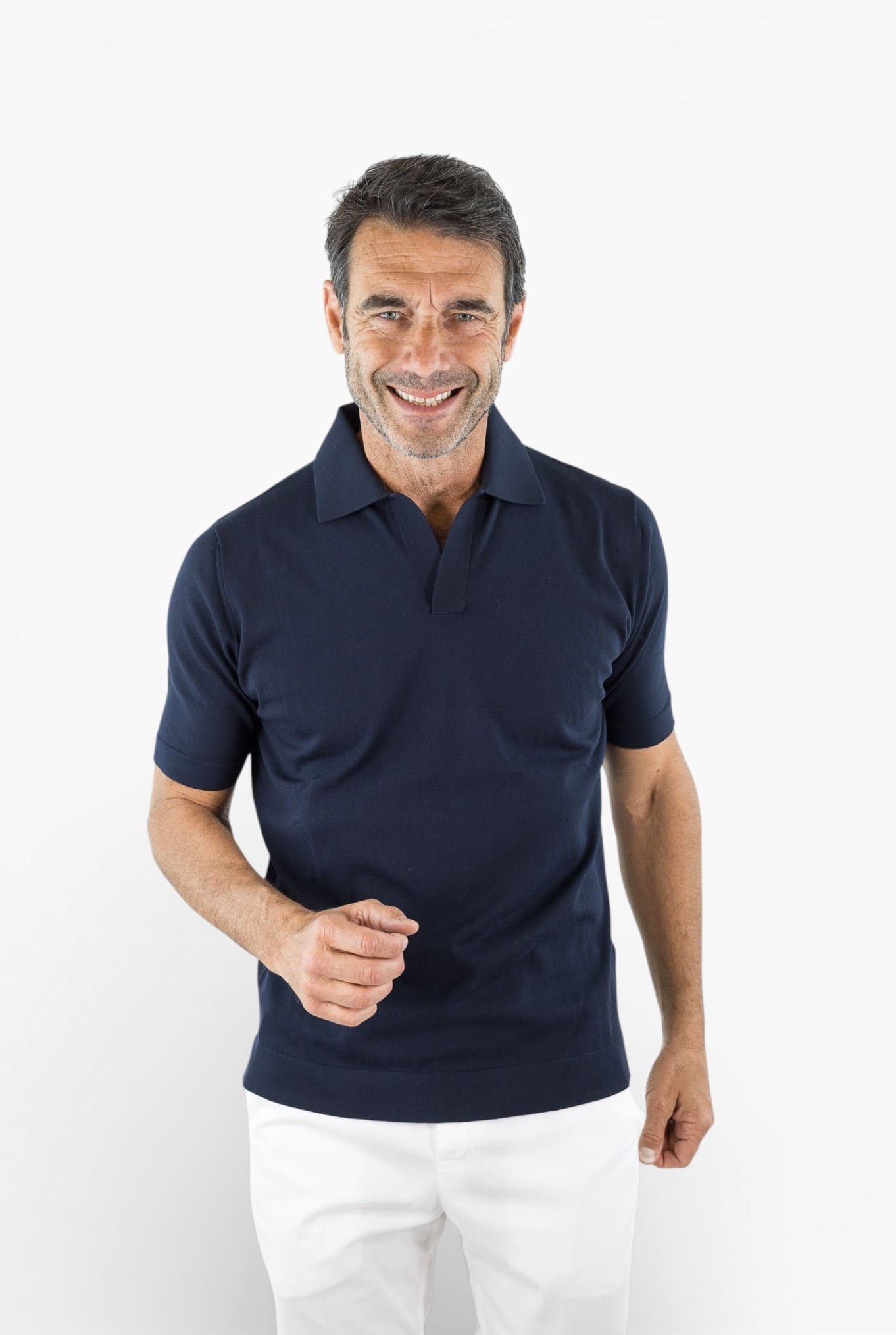 GUARINO Polo Skipper Cotone Crêpe Blu Navy