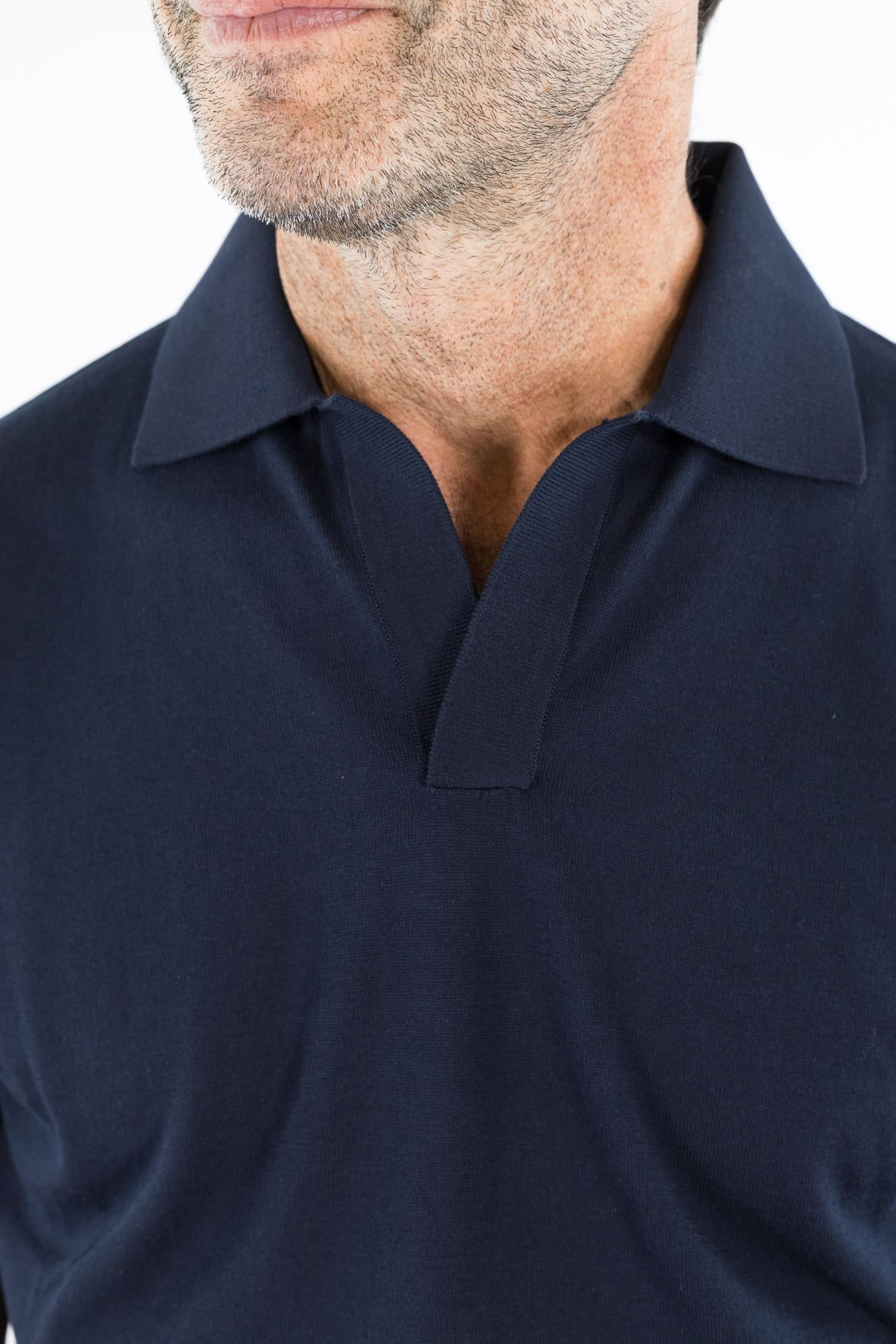 GUARINO Polo Skipper Cotone Crêpe Blu Navy