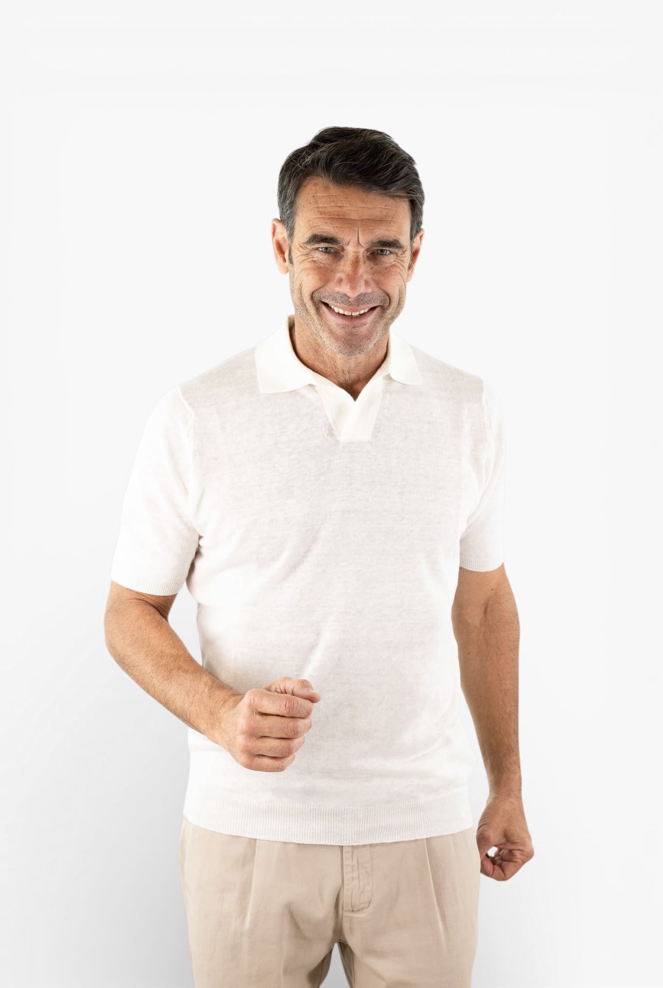 GUARINO Polo Skipper Lino Cotone Bianco