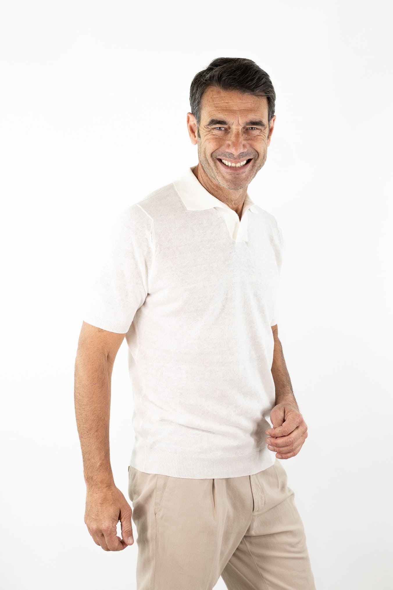 GUARINO Polo Skipper Lino Cotone Bianco