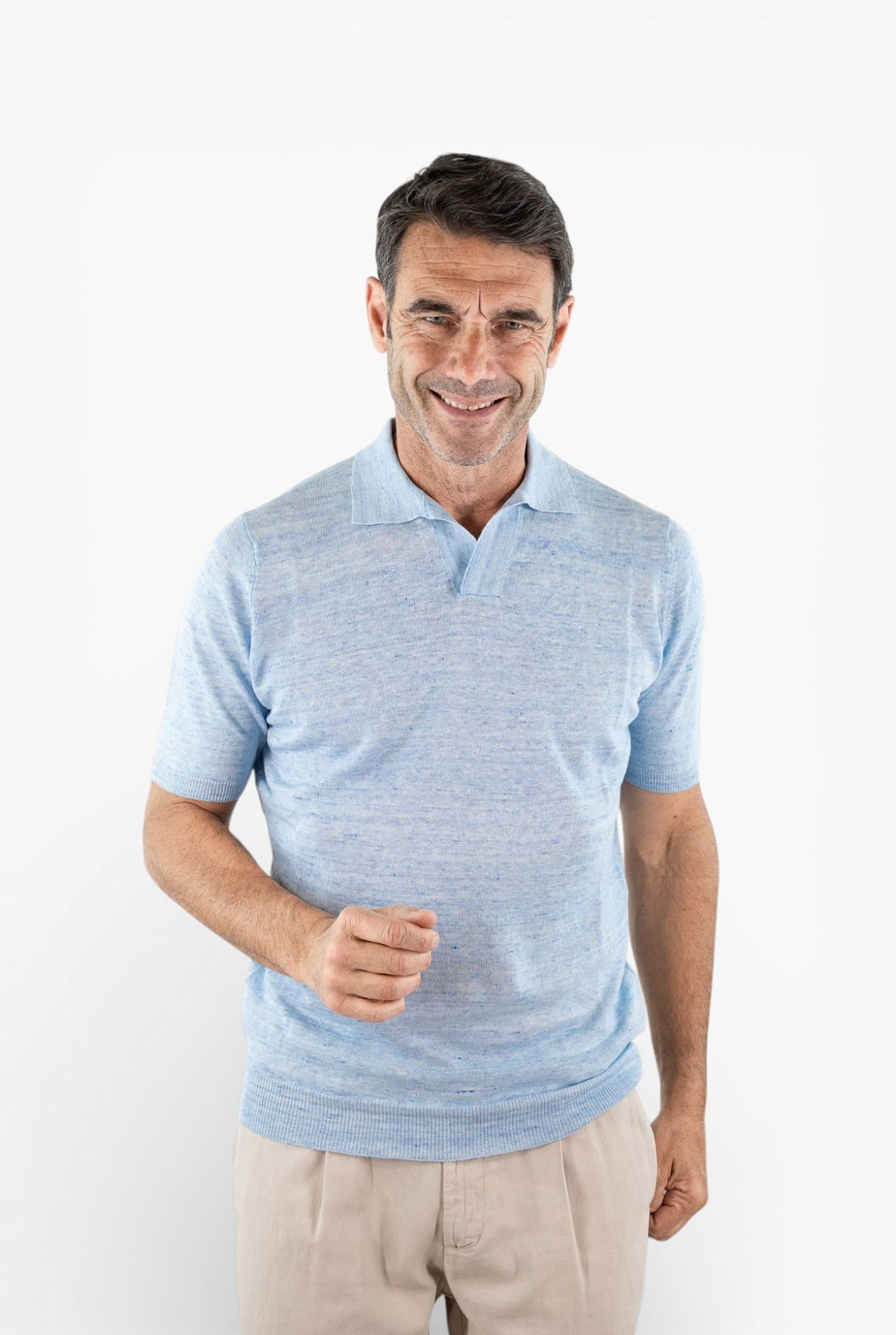 GUARINO Polo Skipper Lino Cotone Celester