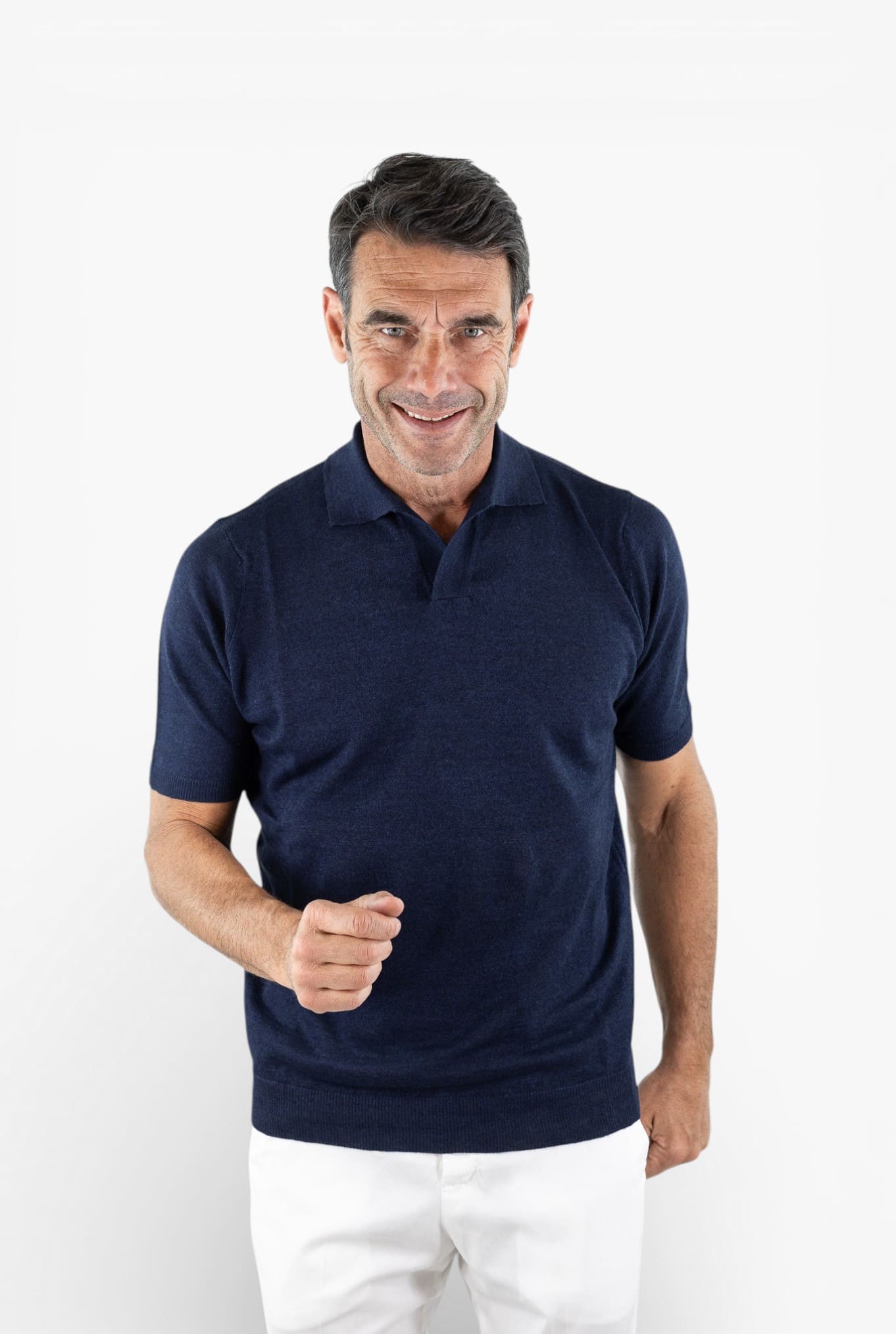 GUARINO Polo Skipper Lino Cotone Blu Navy