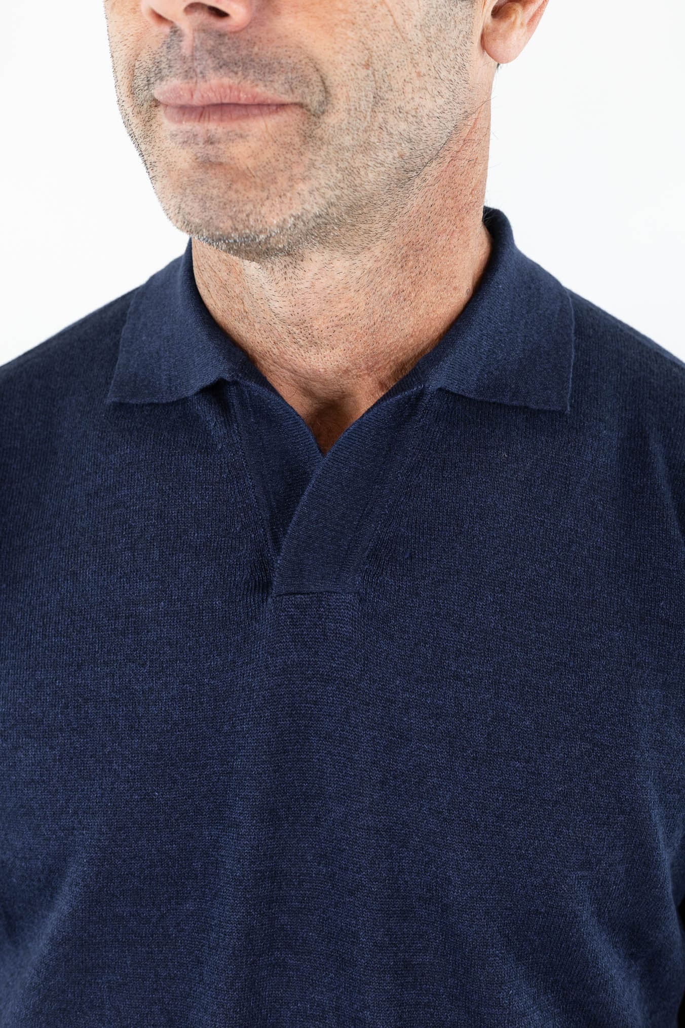 GUARINO Polo Skipper Lino Cotone Blu Navy