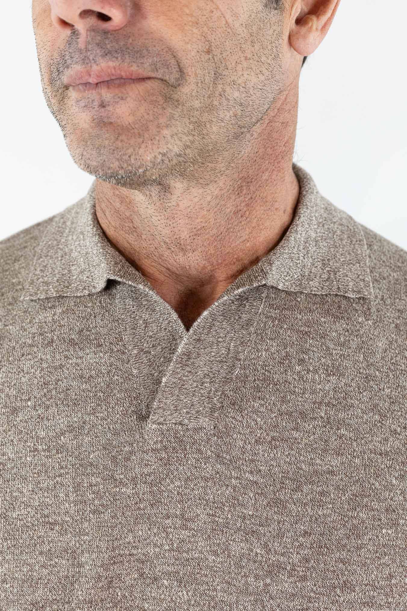 GUARINO Polo Skipper Lino Cotone Tortora Melange