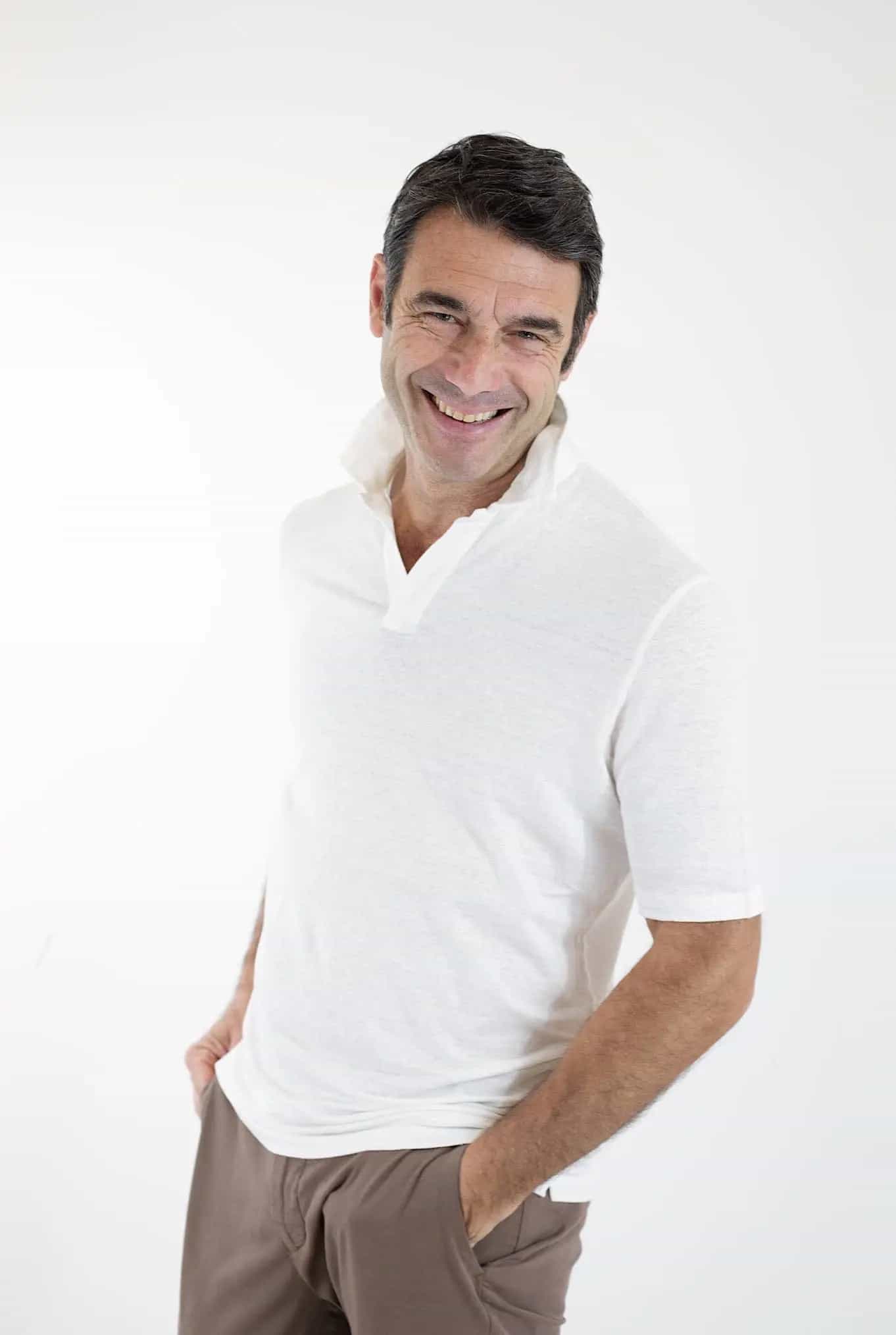 GUARINO Polo Skipper Jersey Lino Bianco