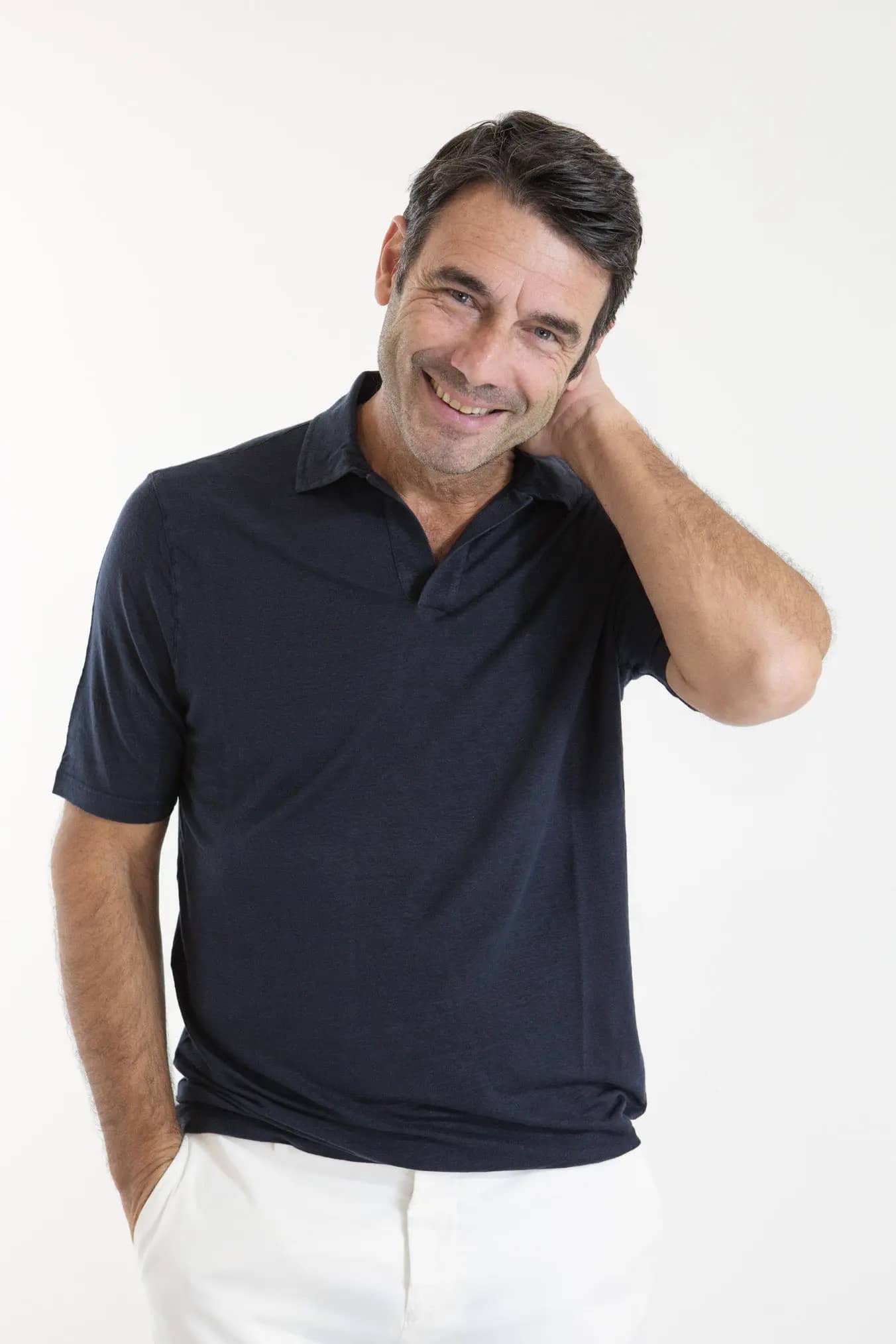 GUARINO Polo Skipper Jersey Lino Blu
