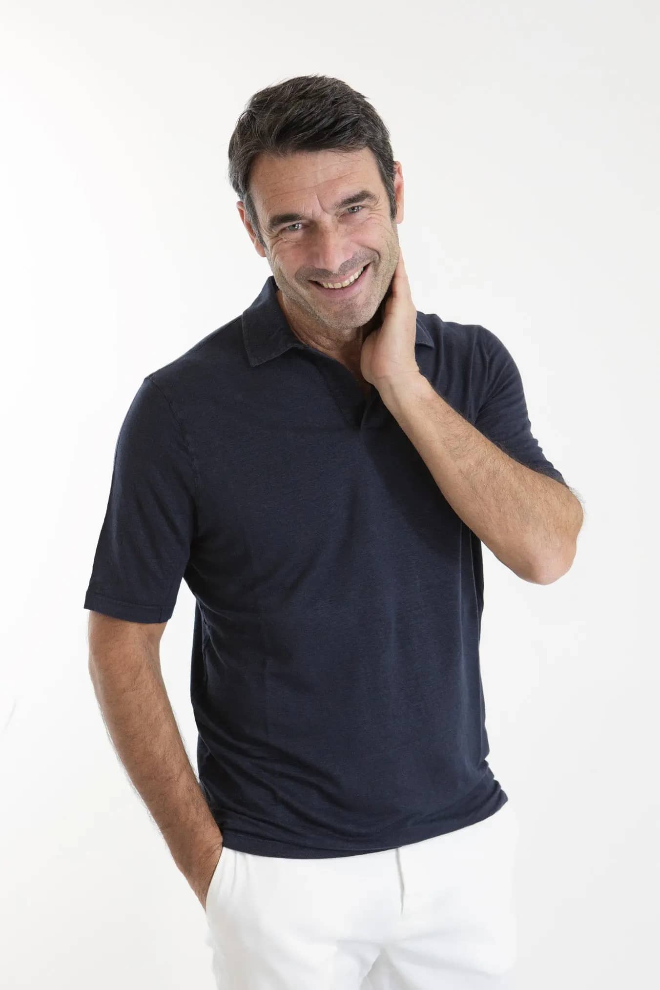 GUARINO Polo Skipper Jersey Lino Blu