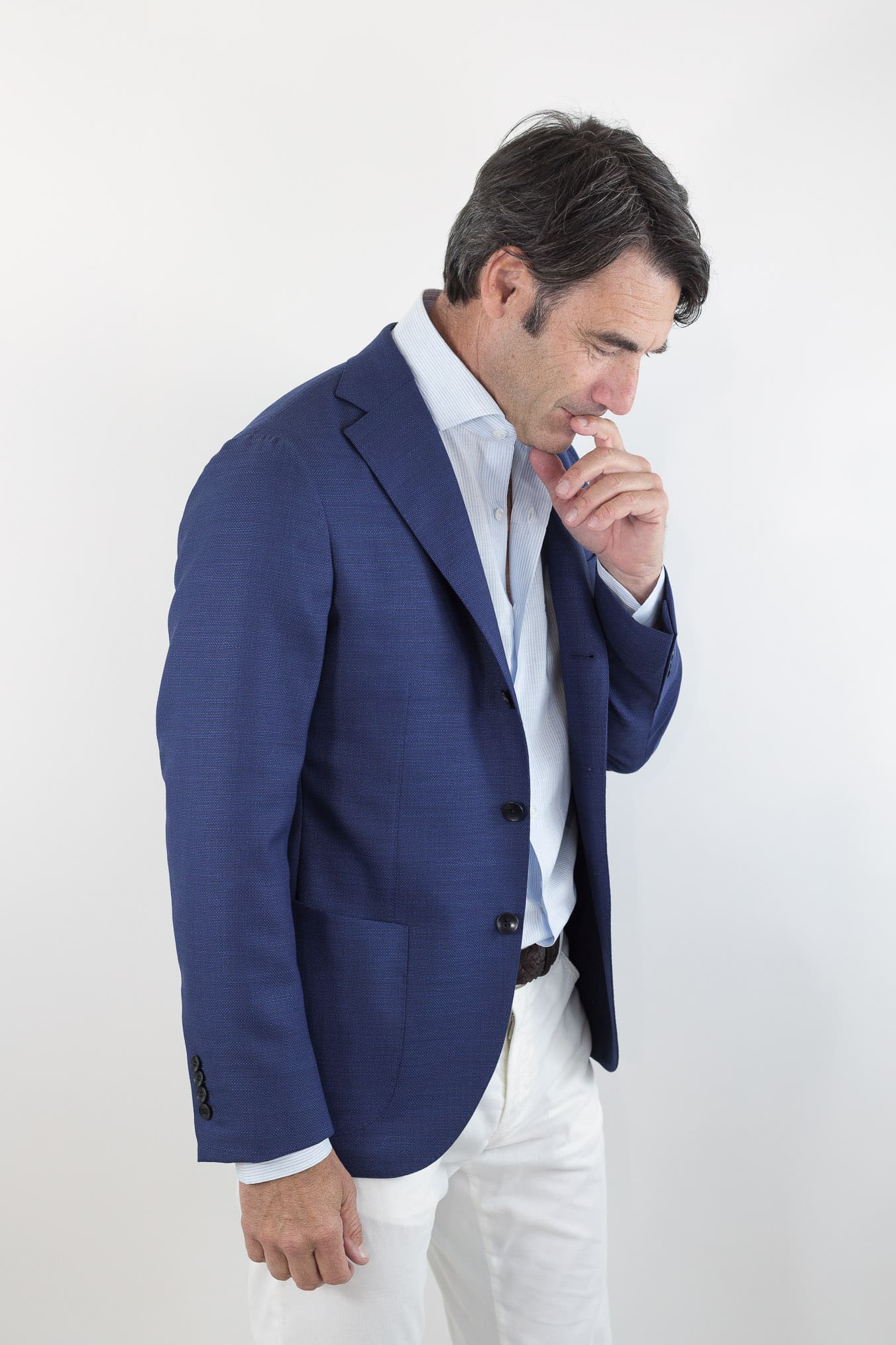 GUARINO Giacca Hopsack Blu Chiaro