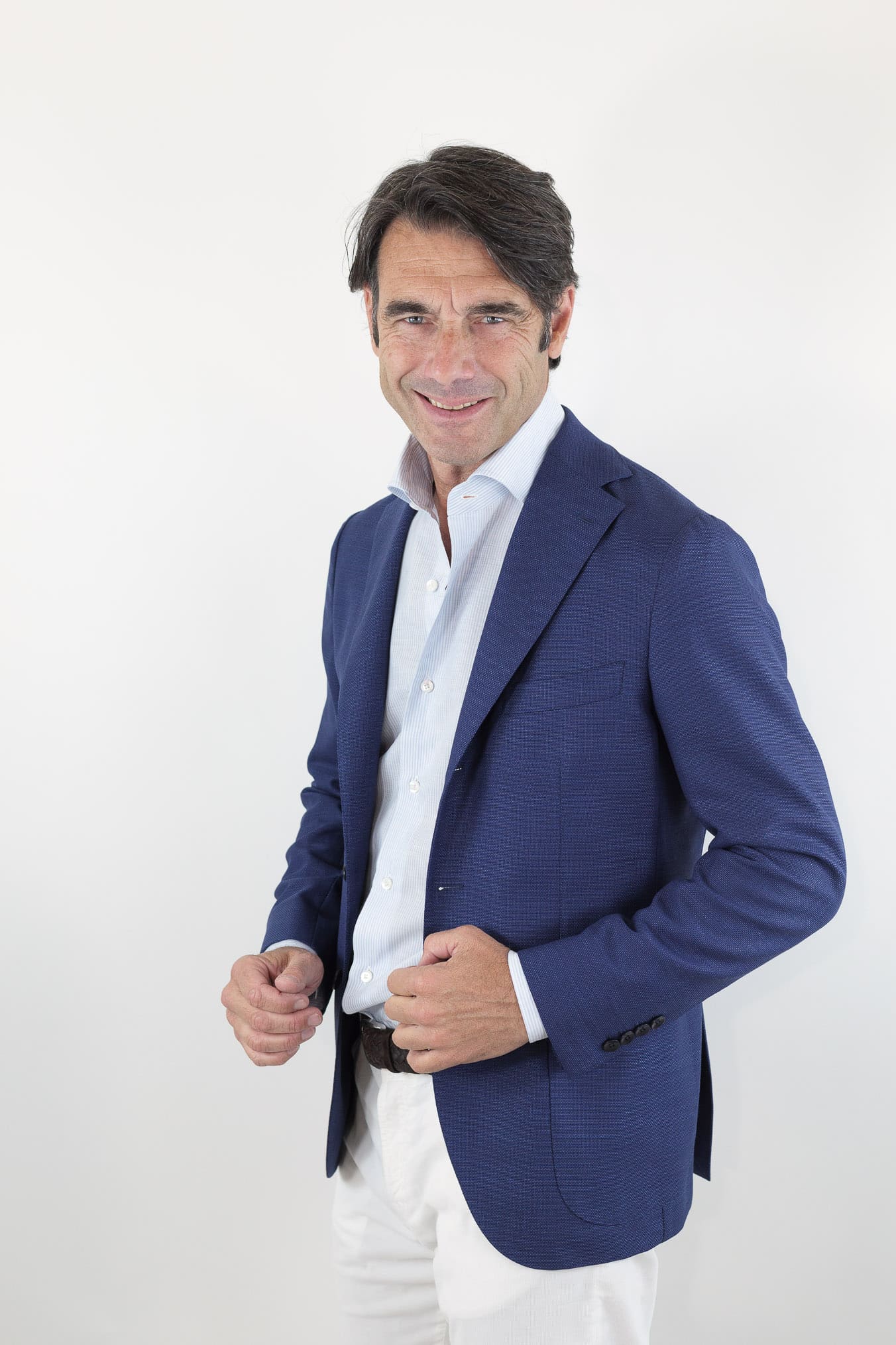 GUARINO Giacca Hopsack Blu Chiaro