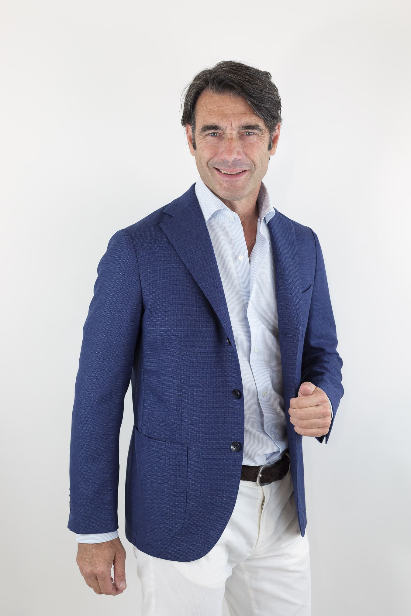 GUARINO Giacca Hopsack Blu Chiaro