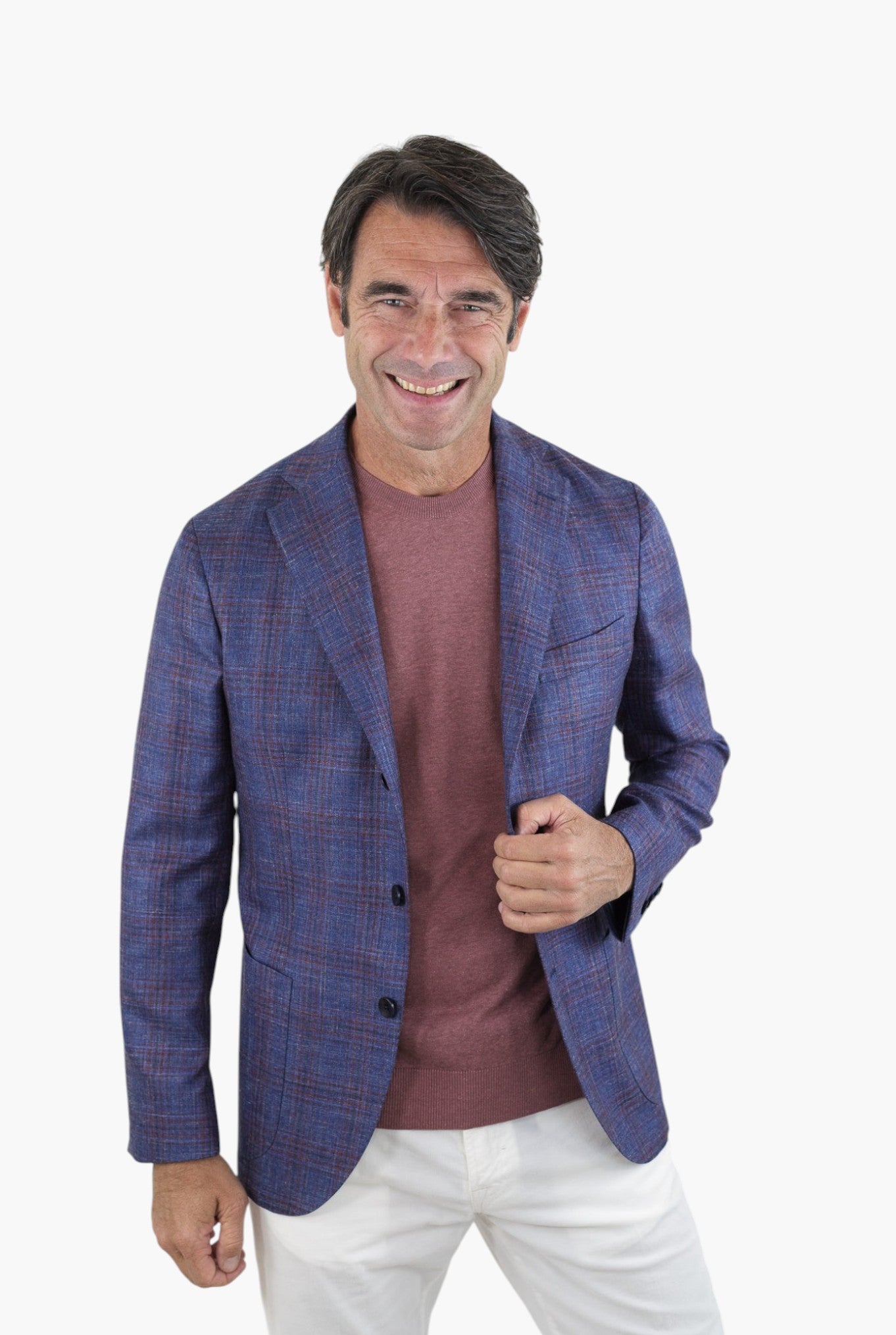 GUARINO Giacca Check Blu e Bordeaux