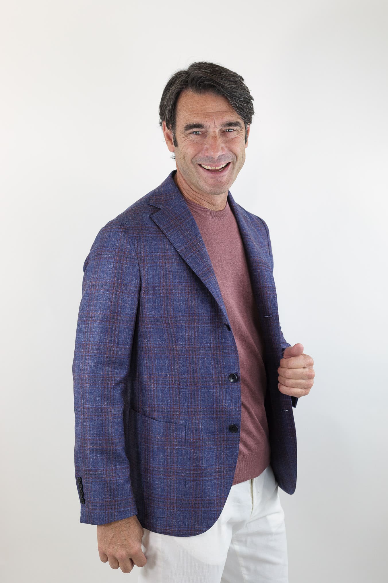 GUARINO Giacca Check Blu e Bordeaux