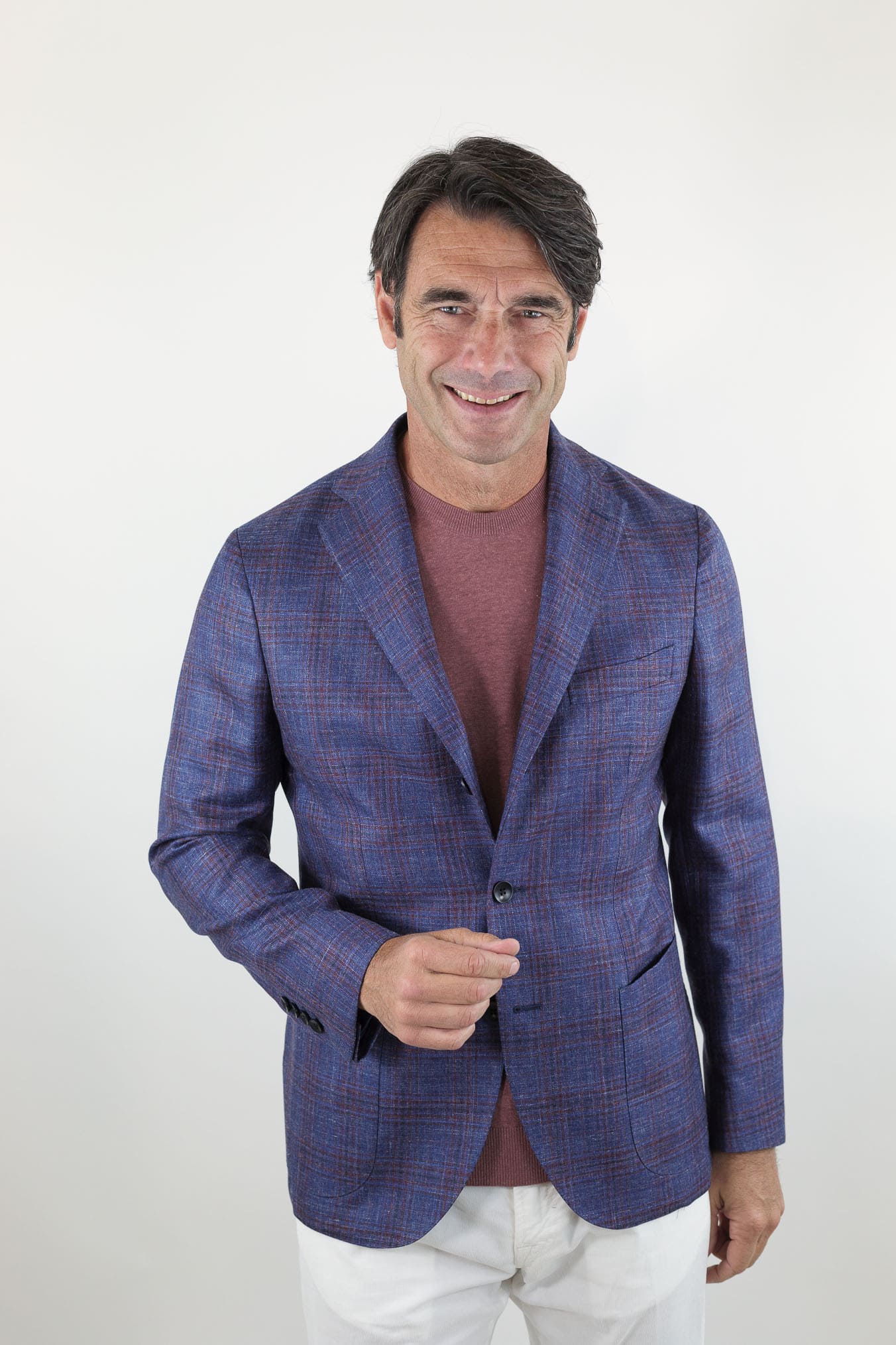 GUARINO Giacca Check Blu e Bordeaux