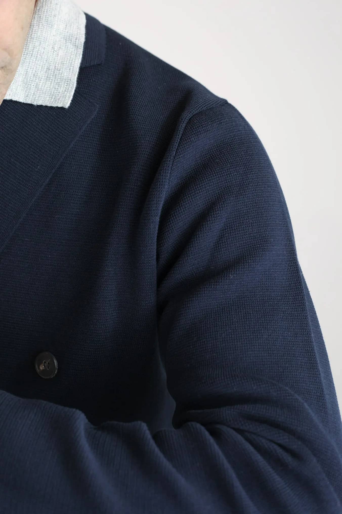 GUARINO Giacca Maglia Doppiopetto Jersey Cotone Blu