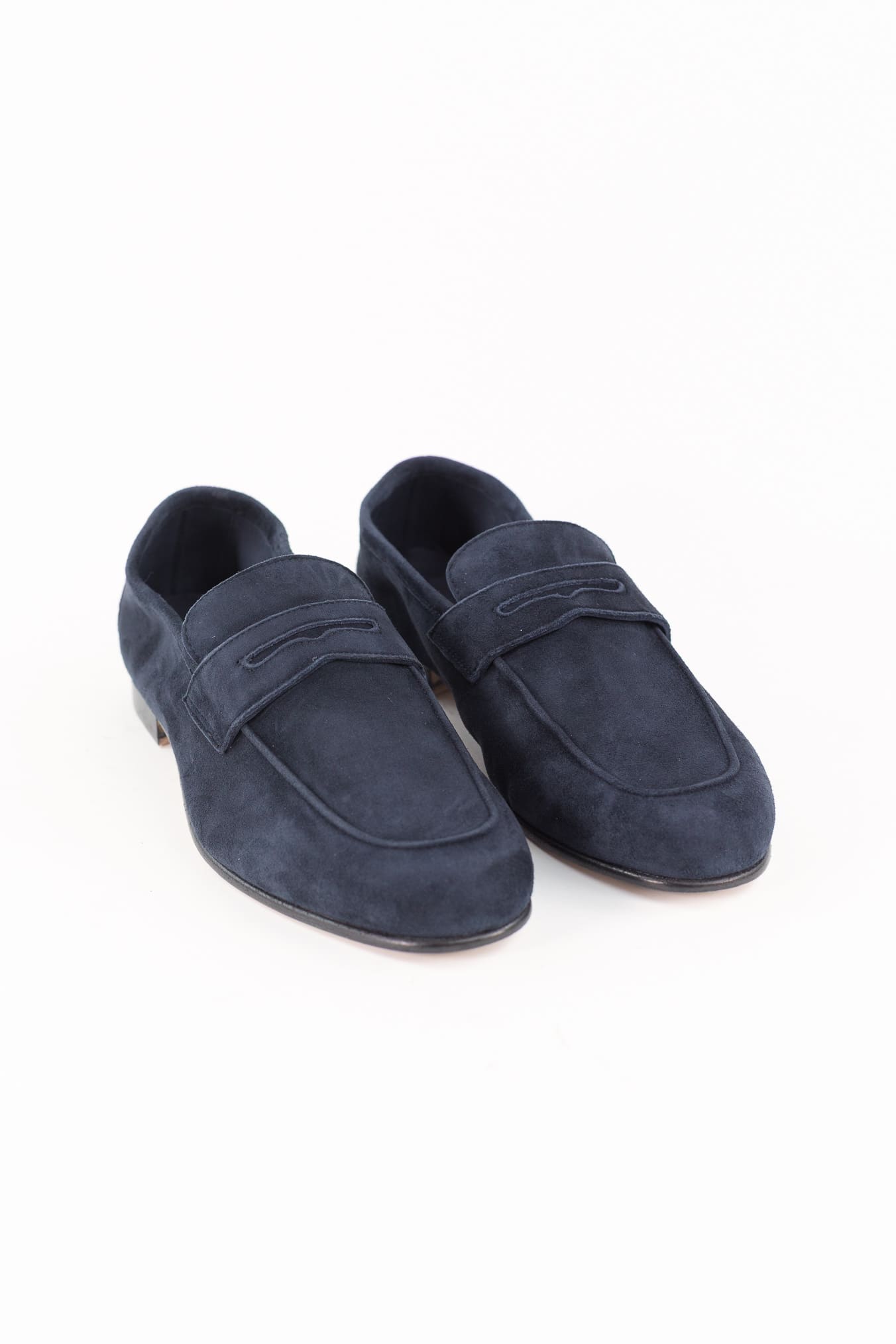 GUARINO Mocassini Suede Velour Mascherina Blu