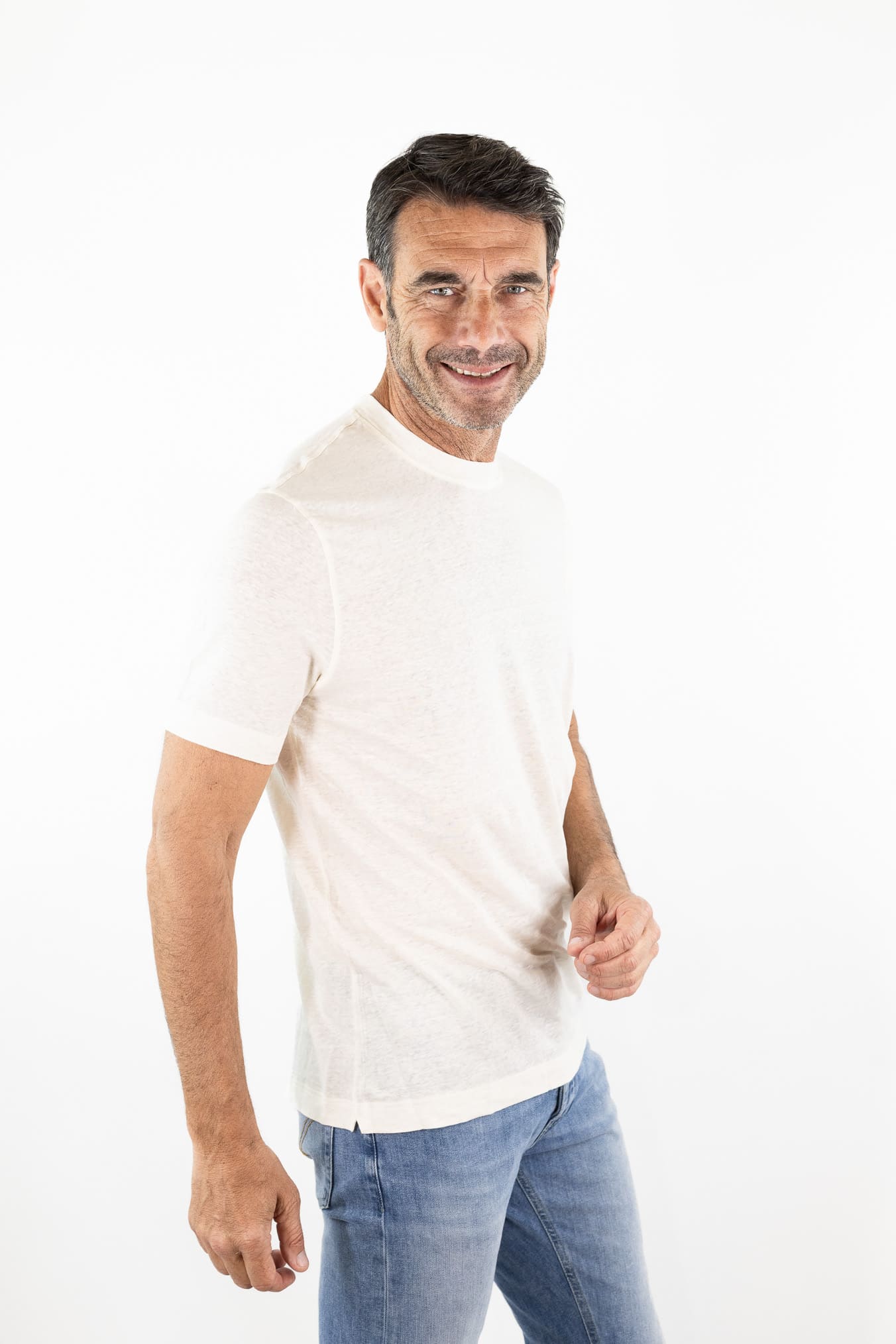 GUARINO T-Shirt Jersey Lino Avorio