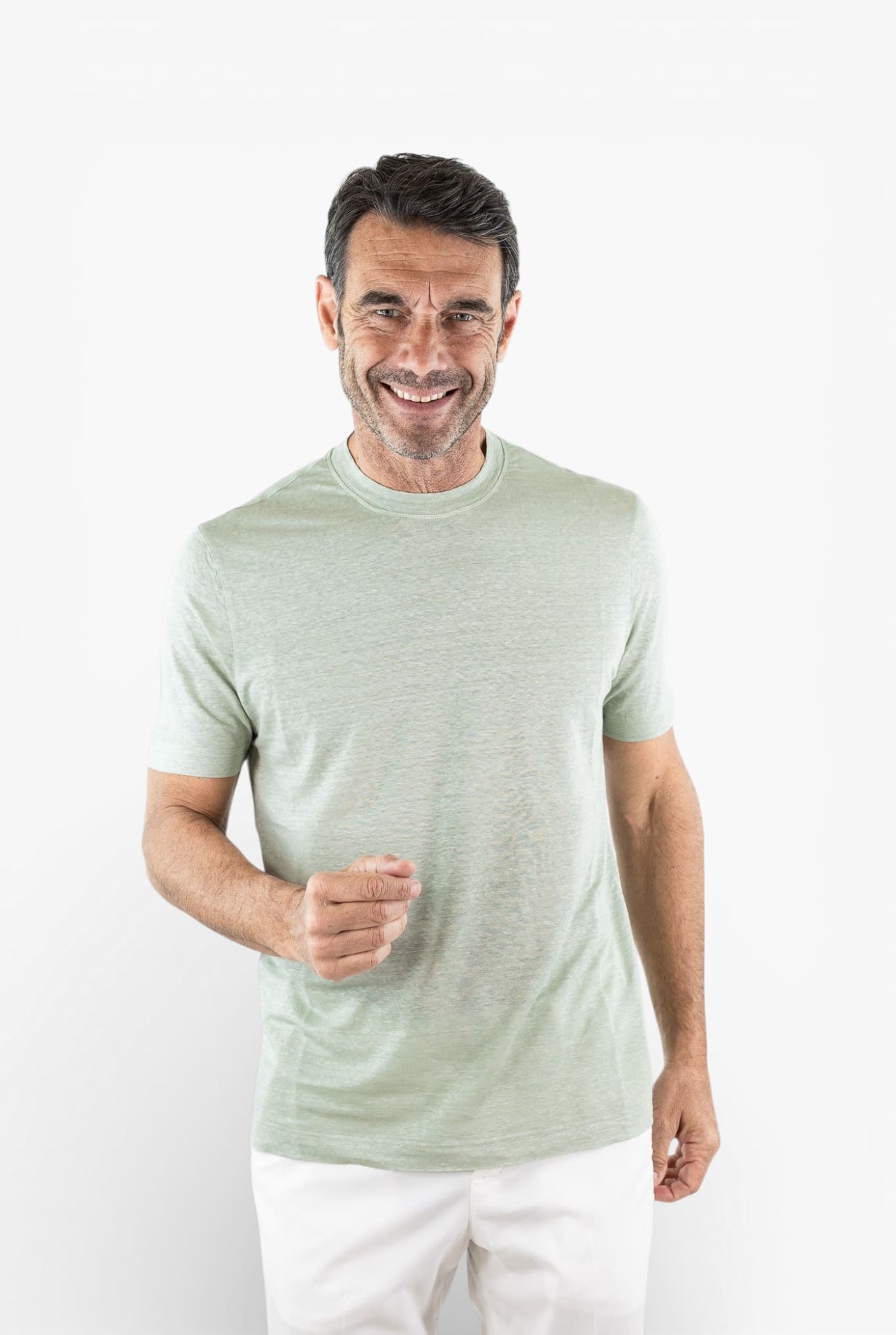 GUARINO T-Shirt Jersey Lino Verde Chiaro