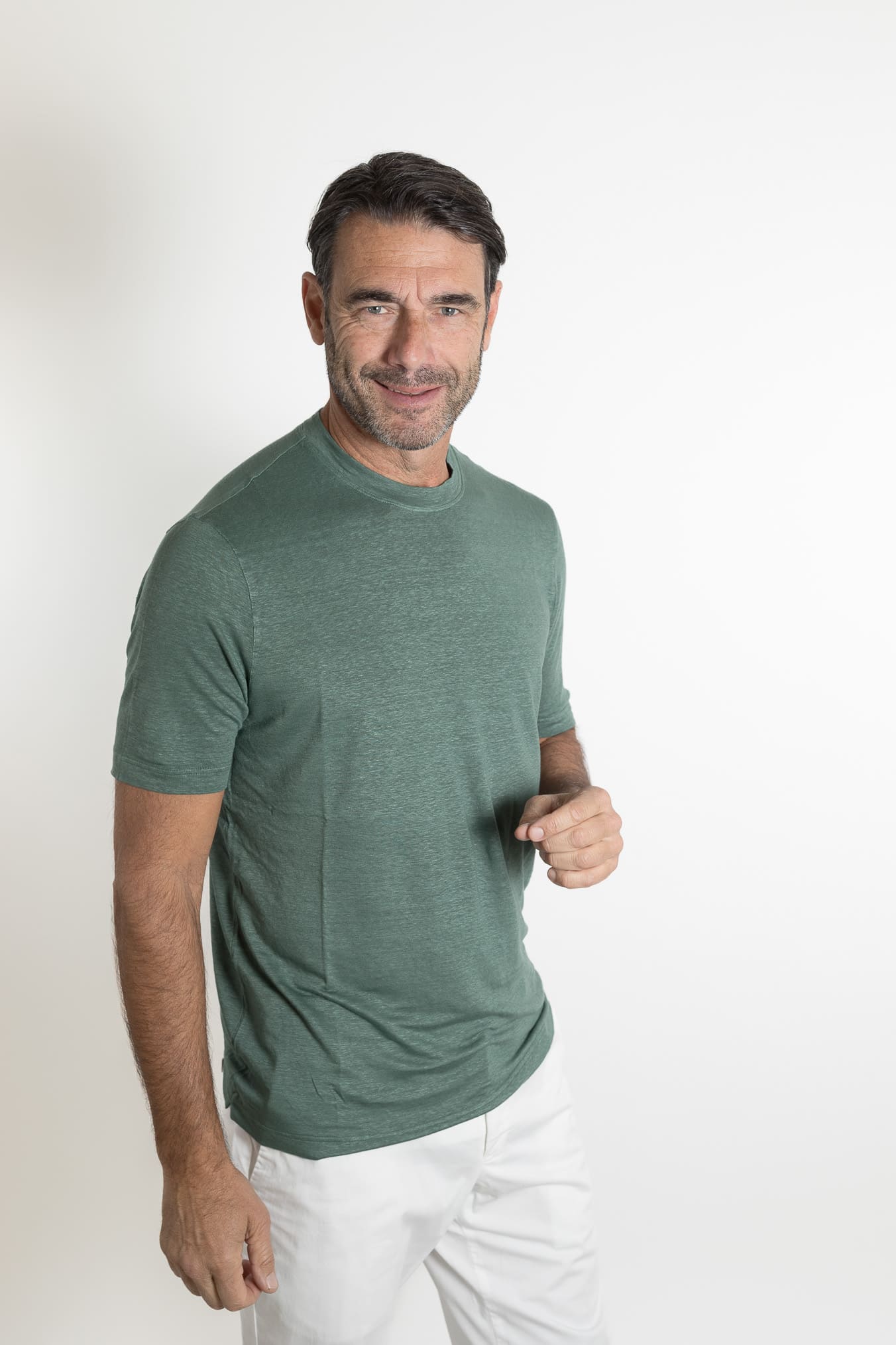 GUARINO T-Shirt Jersey Lino Verde Salvia
