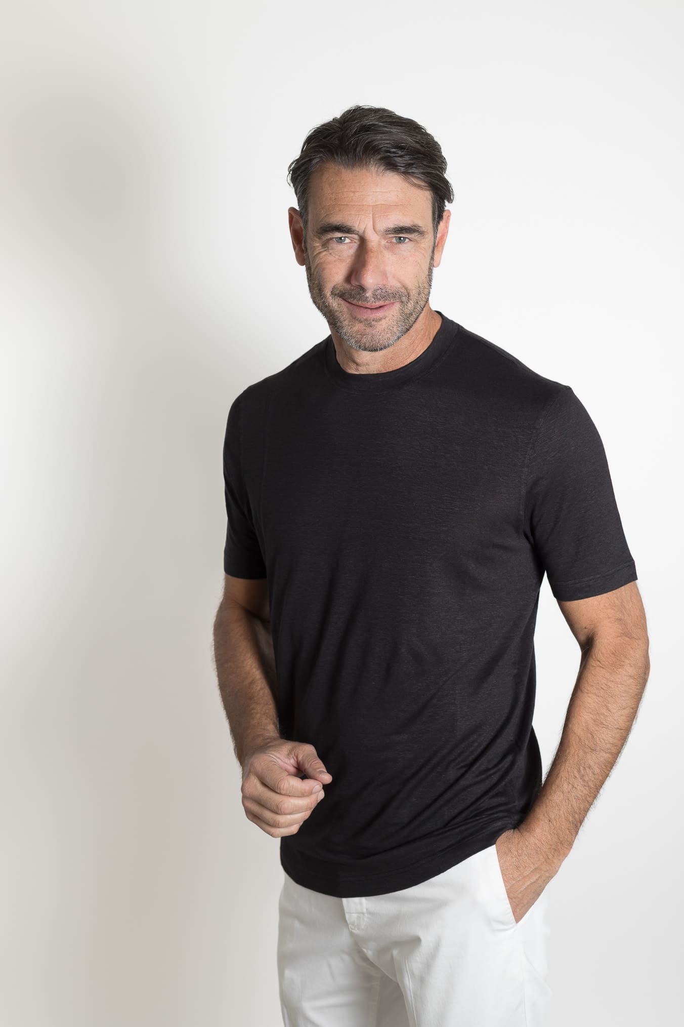 GUARINO T-Shirt Jersey Lino Nero