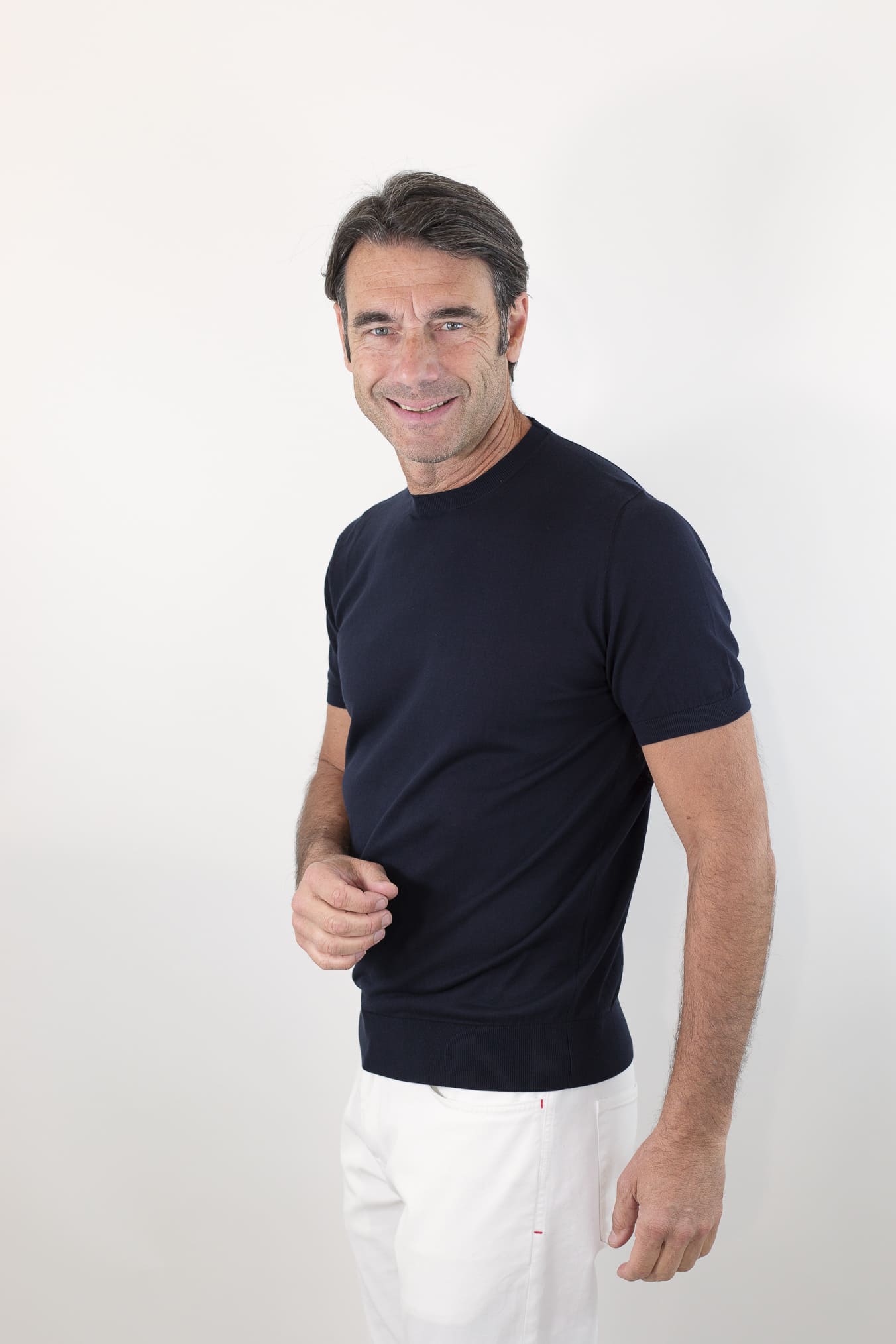 GUARINO Girocollo Maniche Corte Pima Cotton Blu Scuro