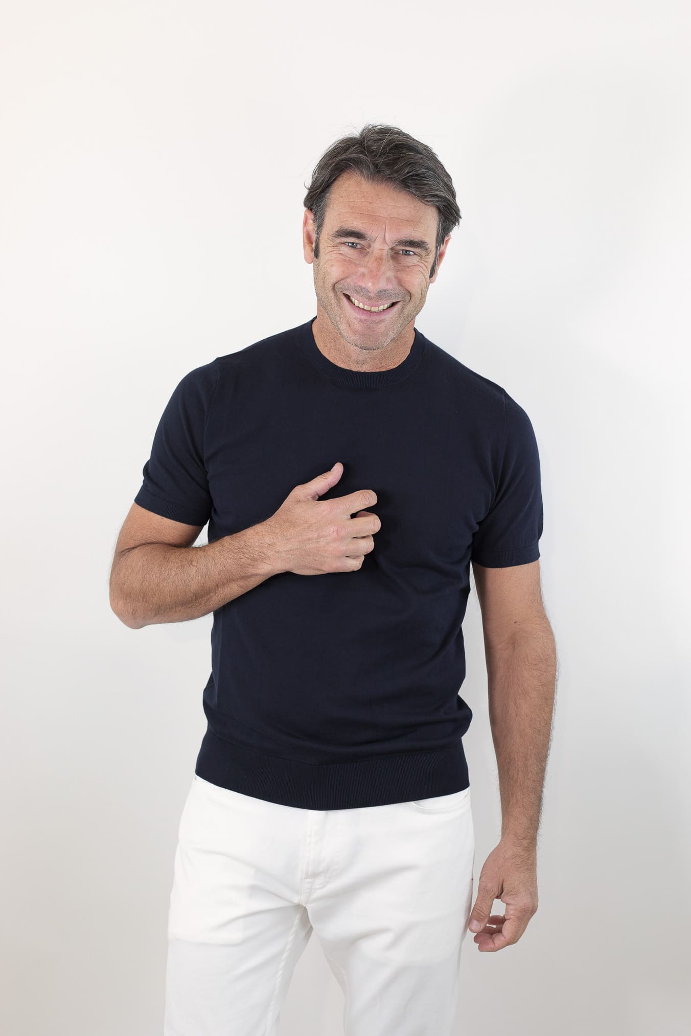 GUARINO Girocollo Maniche Corte Pima Cotton Blu Scuro