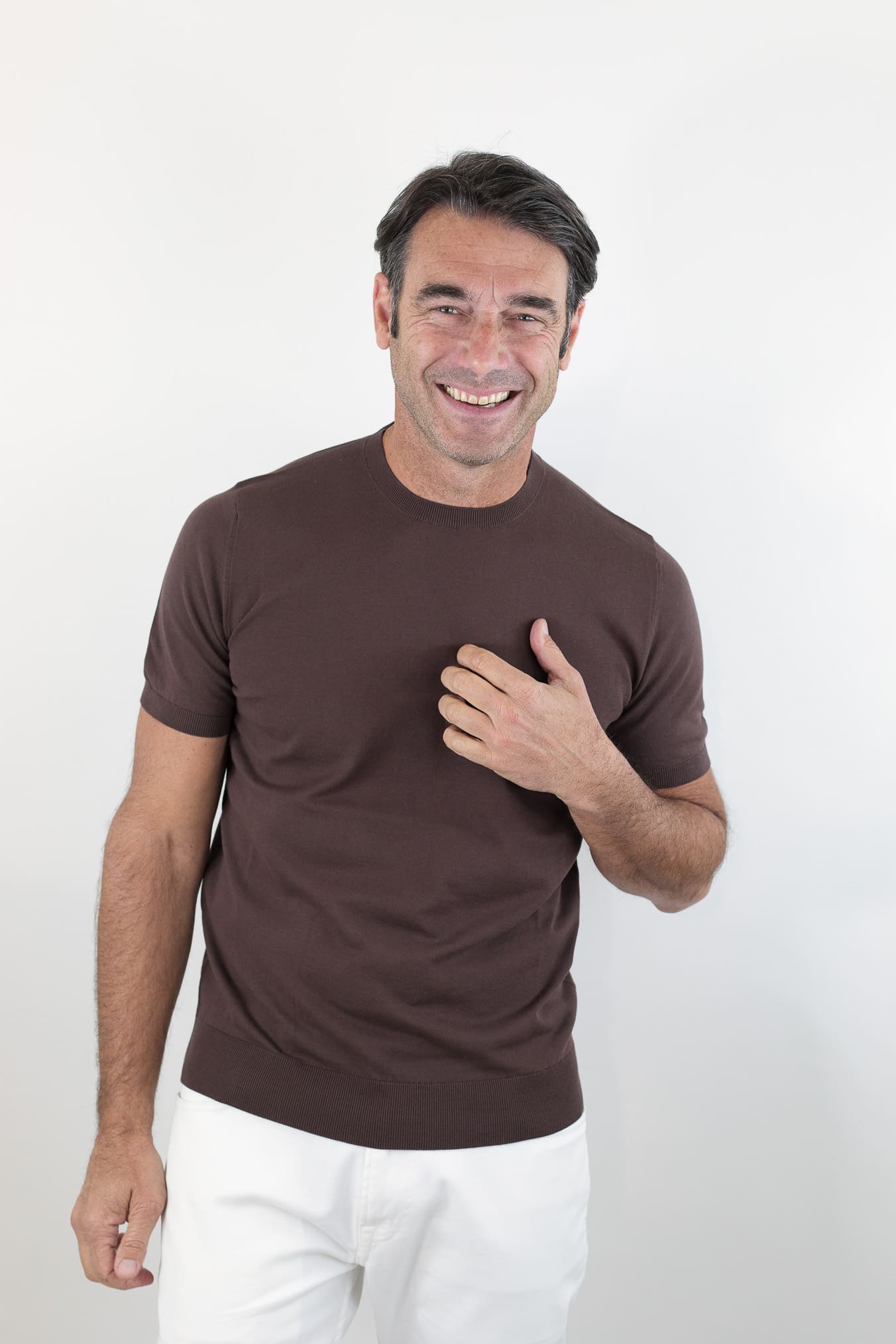 GUARINO Girocollo Maniche Corte Pima Cotton Ebano