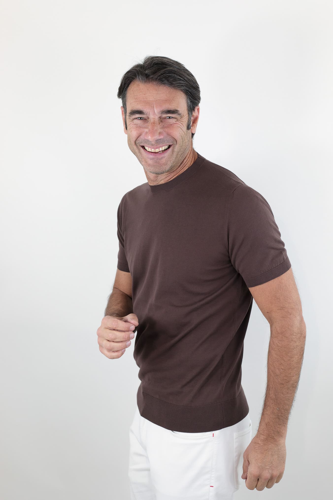 GUARINO Girocollo Maniche Corte Pima Cotton Ebano