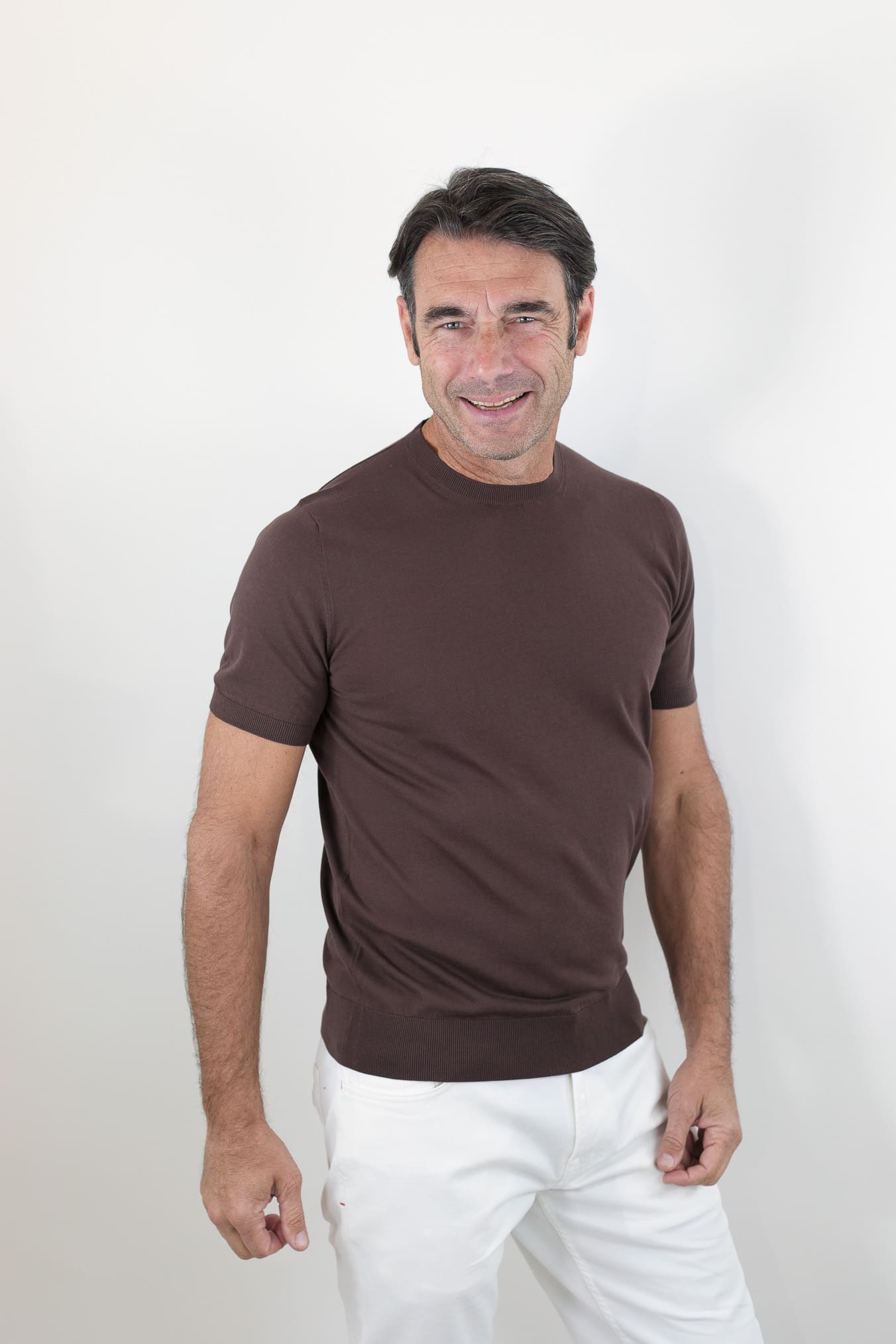 GUARINO Girocollo Maniche Corte Pima Cotton Ebano