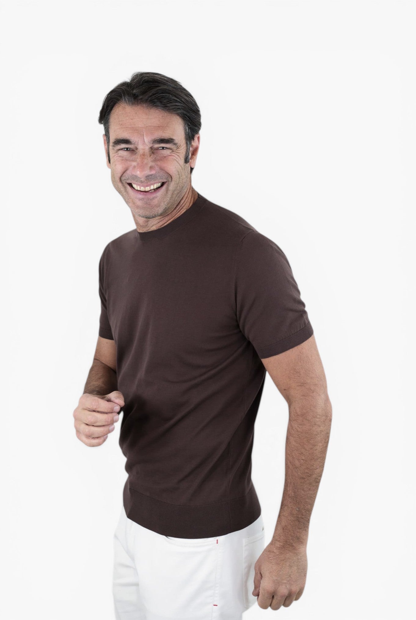 GUARINO Girocollo Maniche Corte Pima Cotton Moro