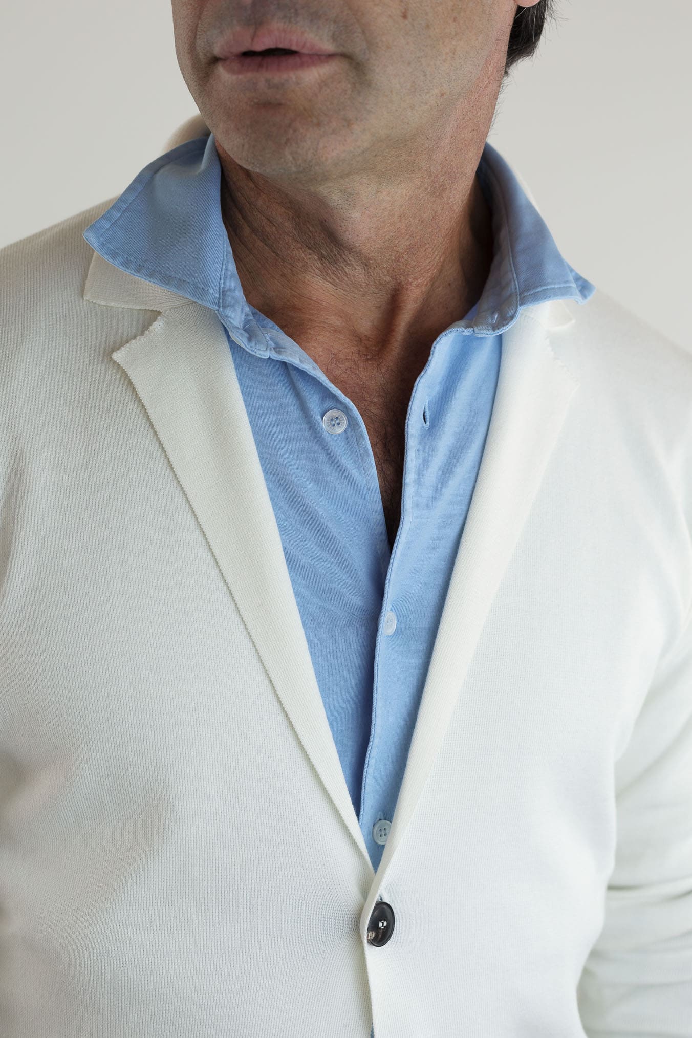 GUARINO Giacca Maglia Jersey Cotone Bianco