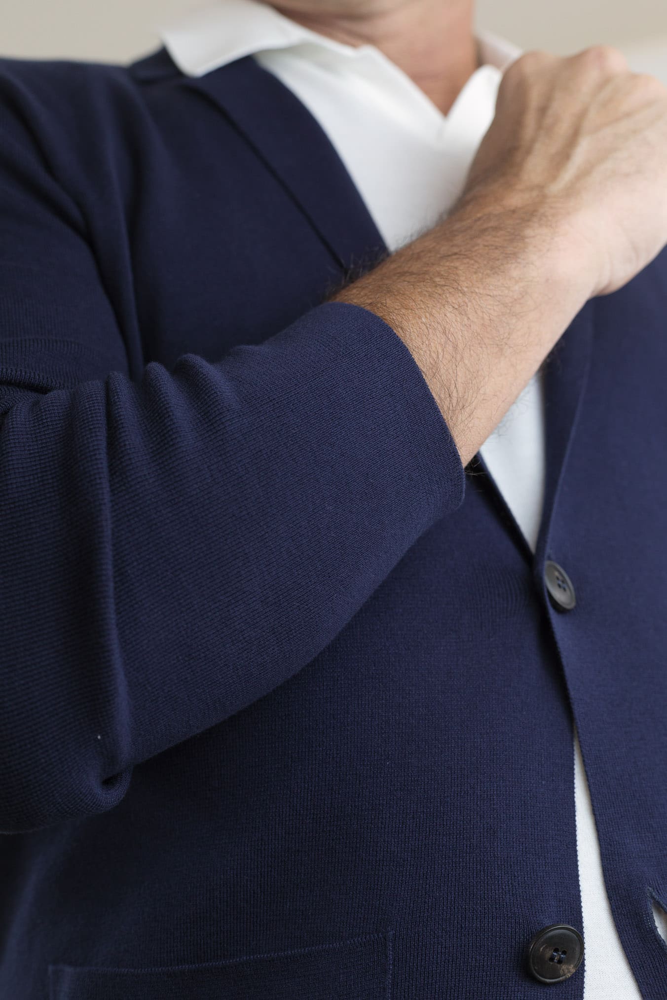 GUARINO Giacca Maglia Jersey Cotone Blu Navy