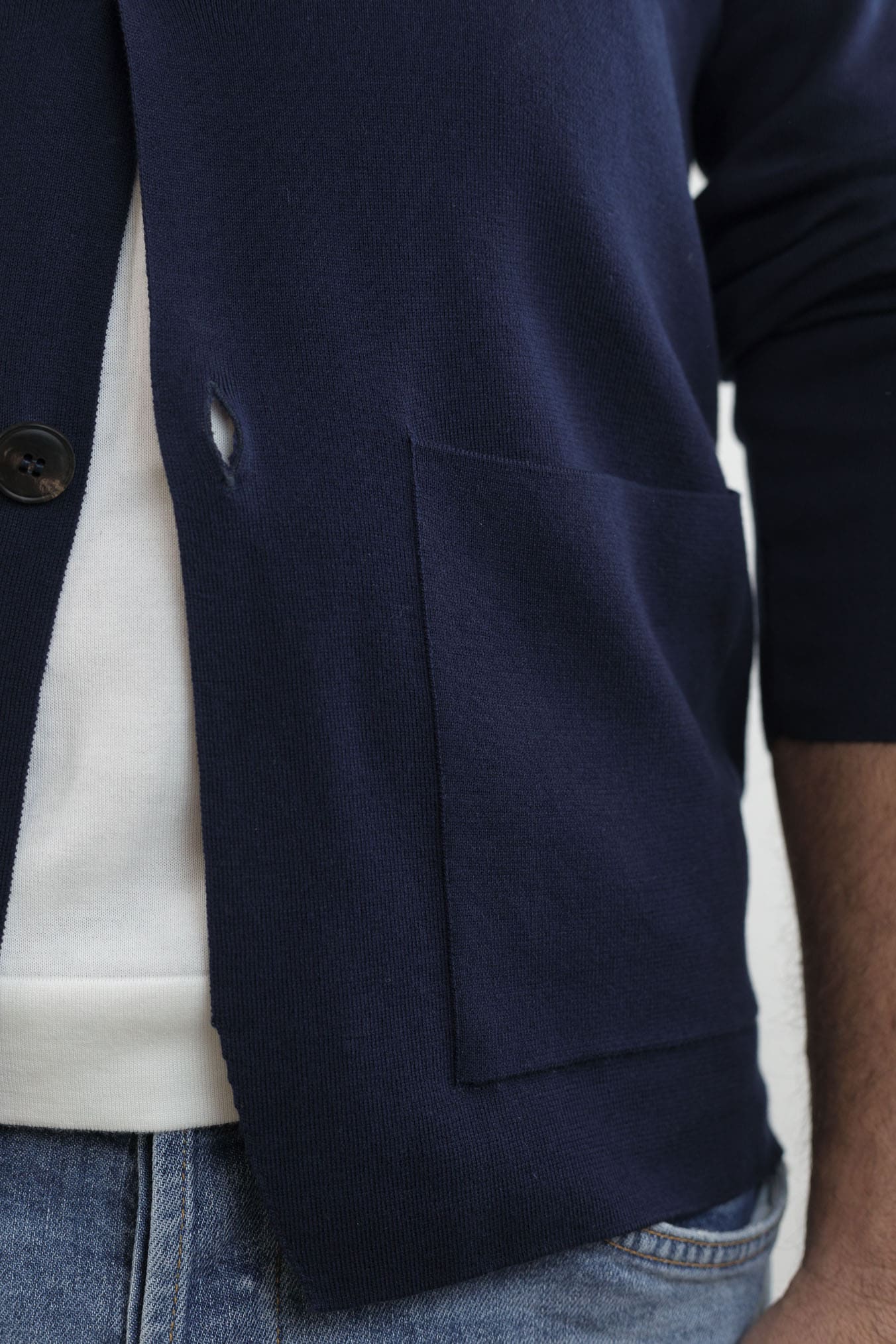 GUARINO Giacca Maglia Jersey Cotone Blu Navy