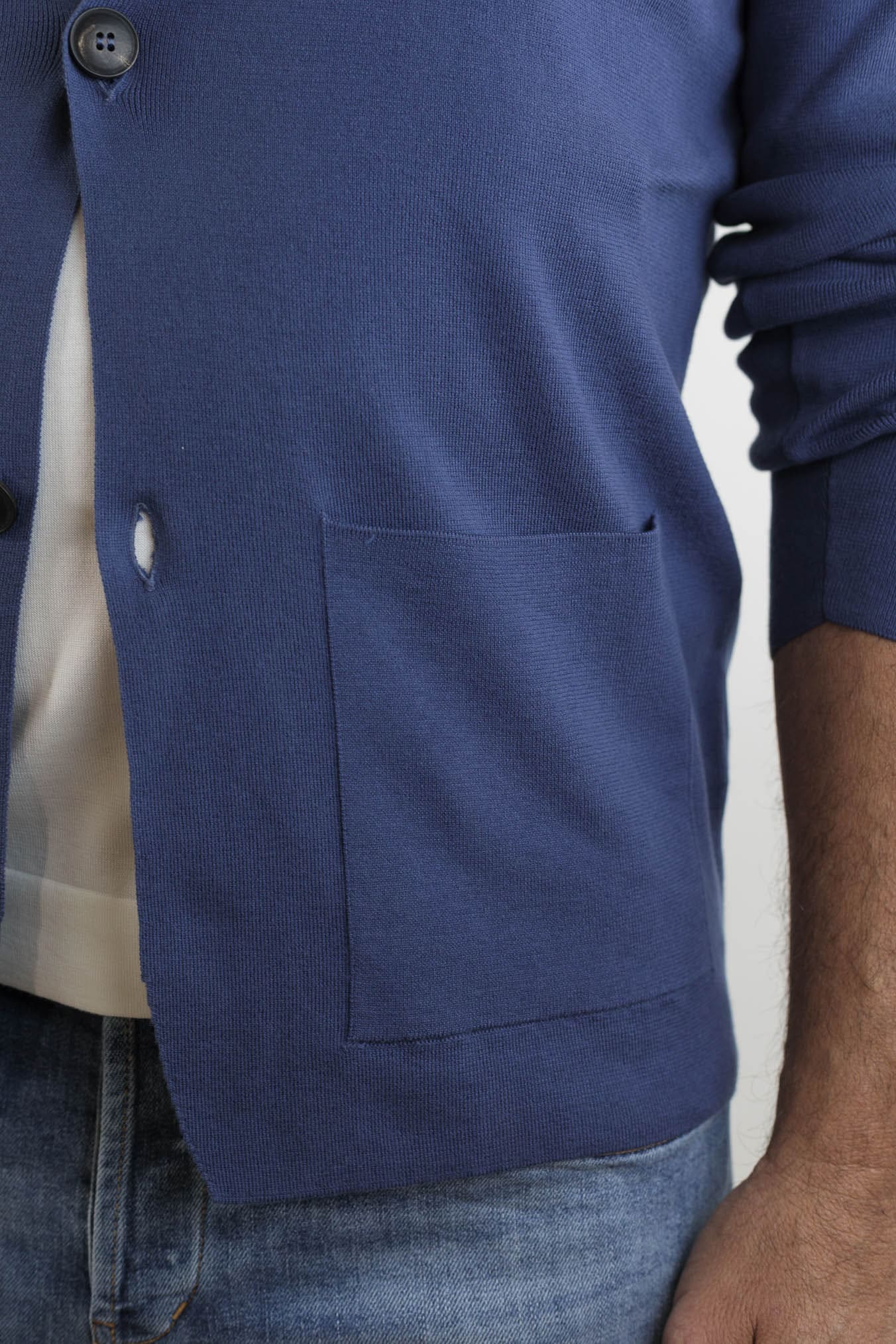 GUARINO Giacca Maglia Jersey Cotone Blu Polvere