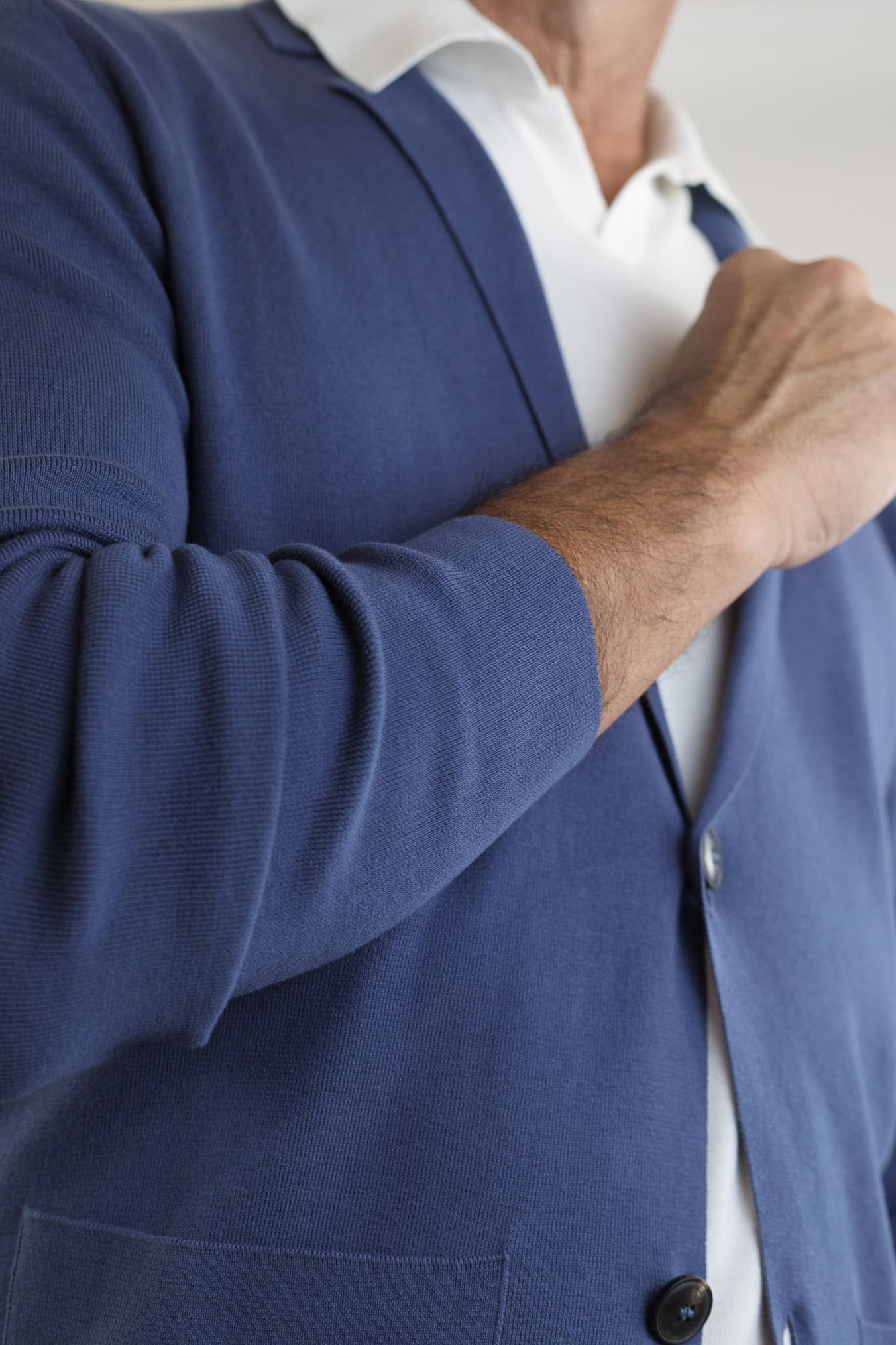 GUARINO Giacca Maglia Jersey Cotone Blu Polvere